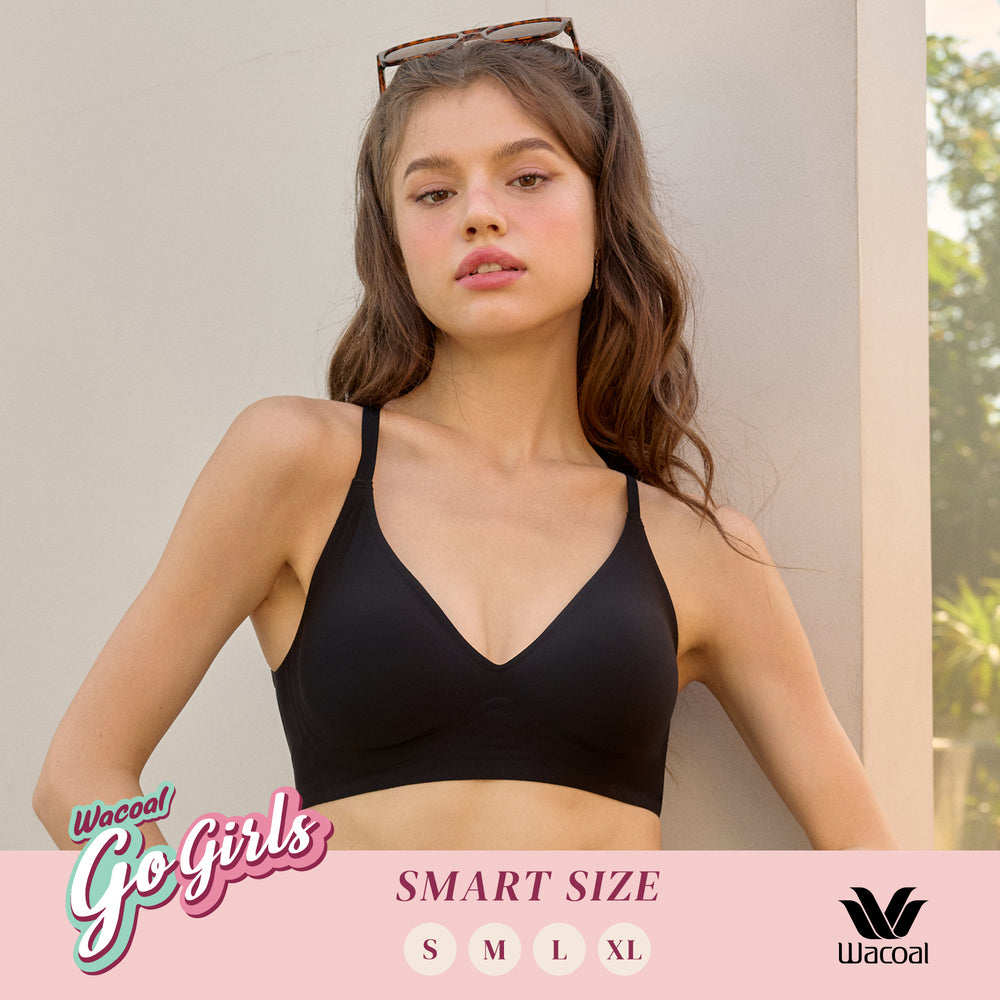 Wacoal Smart Size Low Back Bra บราไร้โครงวาโก้ รุ่น WB3Y40 สีดำ (BL)