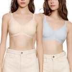 Wacoal ชุดชั้นเนียน บราไร้โครง เย็นสบาย Smart Size Easy Icy เซท 2 ชิ้น รุ่น WB3Y45/WB3245 สีฟ้า-เบจ (BS)