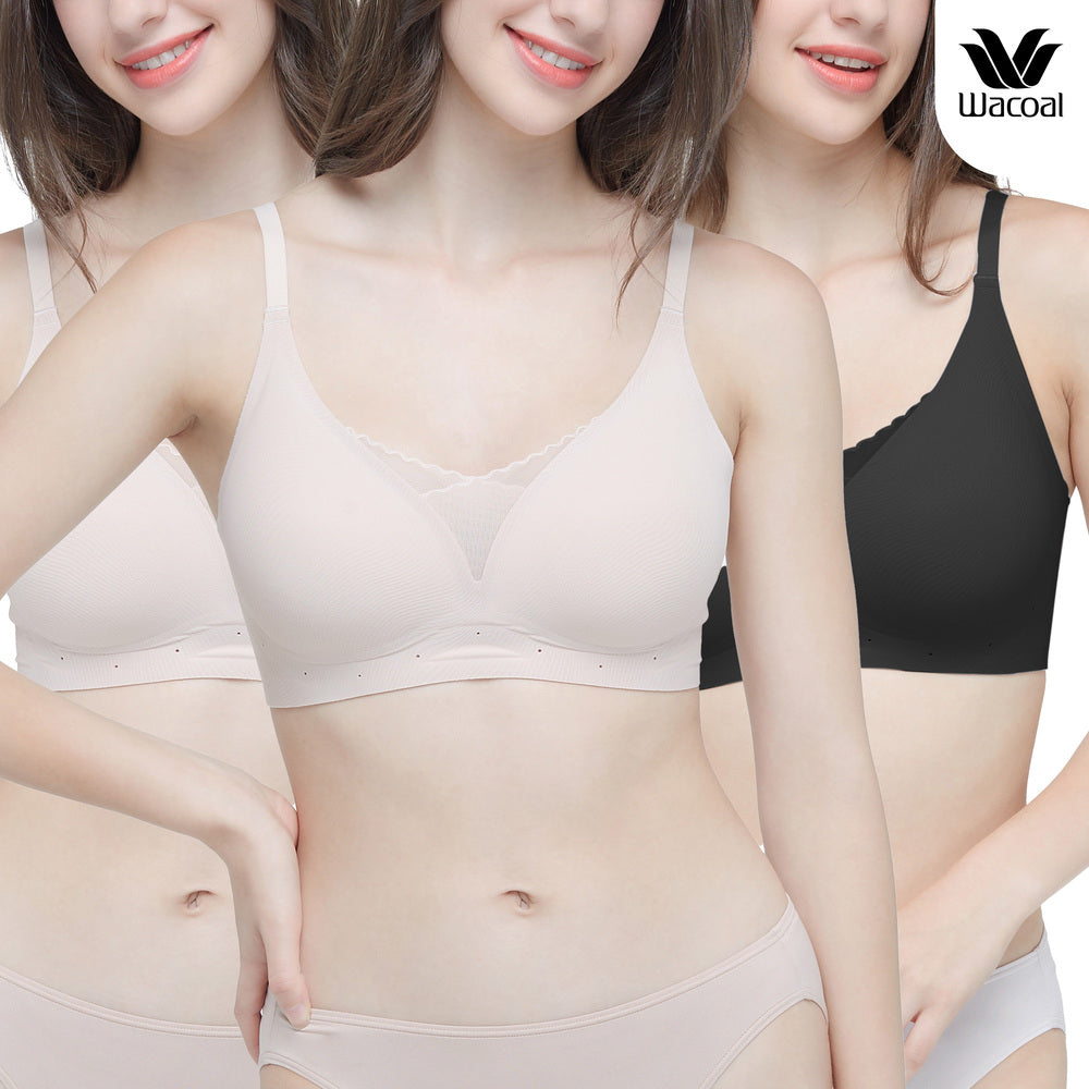 Wacoal Smart Size บราไร้โครง ฟองน้ำบาง 10 มิล เซท 3 ชิ้น รุ่น WB5303/WB5Y03 คละสี (BE)