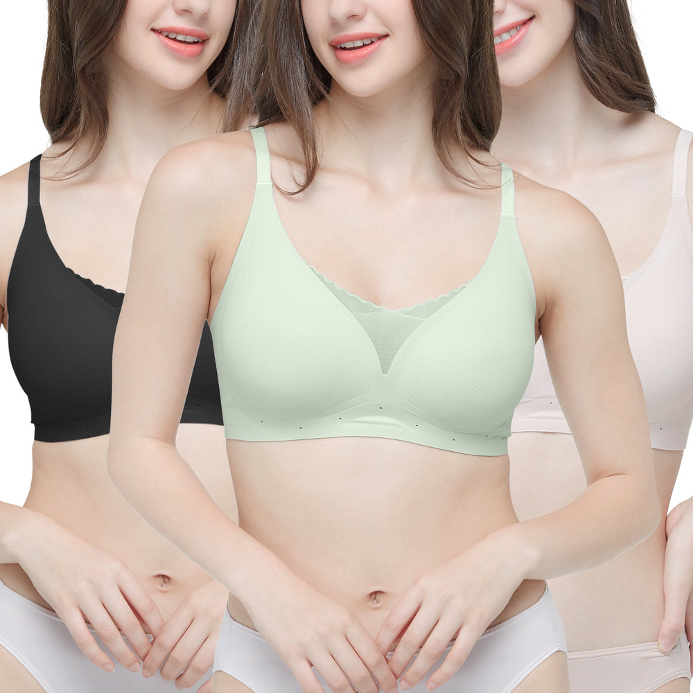 Wacoal Smart Size บราไร้โครง ฟองน้ำบาง 10 มิล เซท 3 ชิ้น รุ่น WB5303/WB5Y03 คละสี (LM)