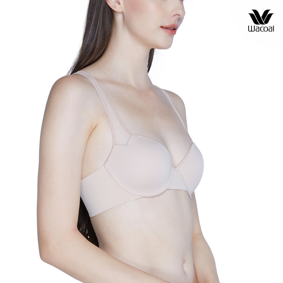 Wacoal Push Up Bra บรามีโครง เสริมฟองน้ำบาง 8 มม. (บราและกางเกงใน) รุ่น WB5P03+MU5P03 สีเบจ (BE)