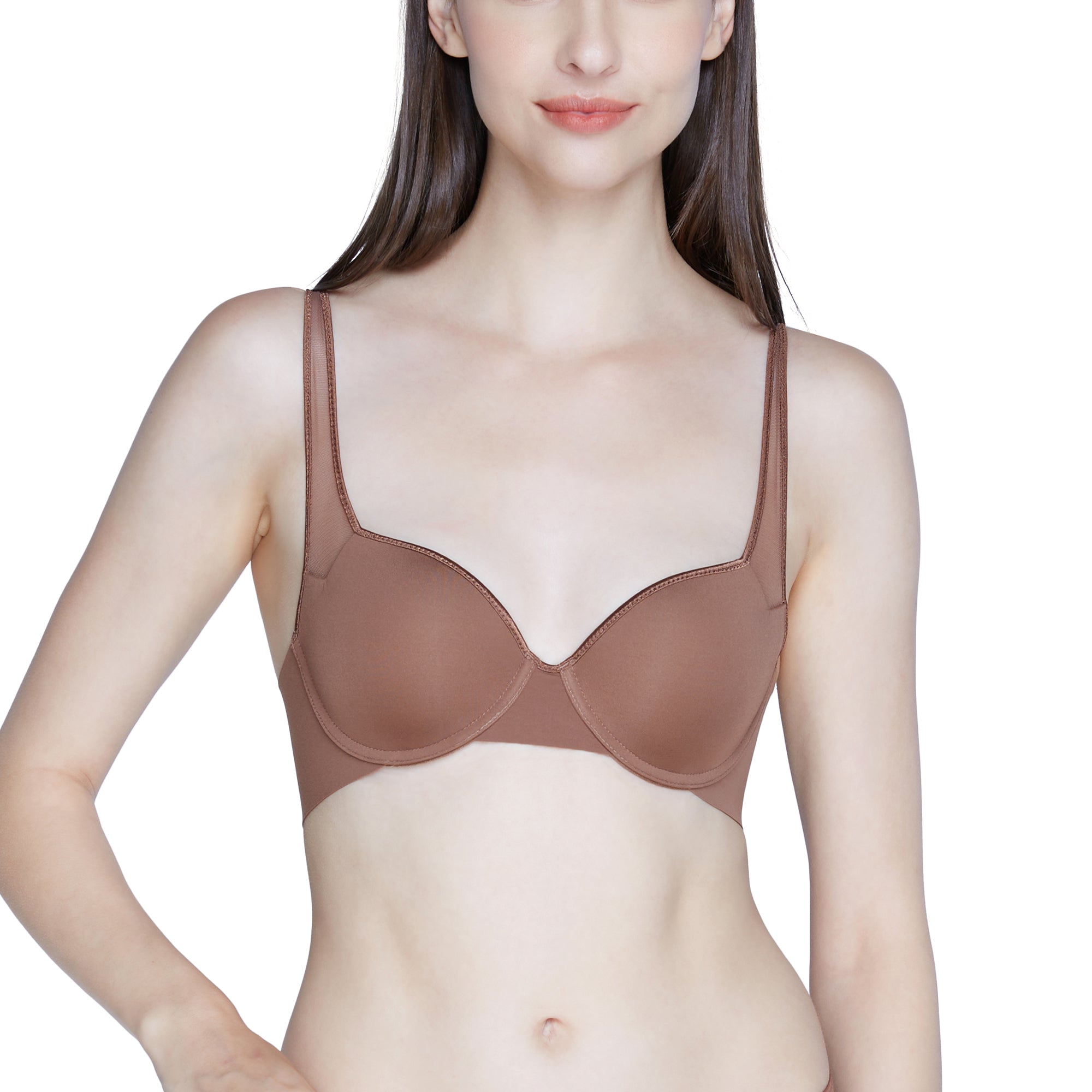 Wacoal Push Up Bra บรามีโครง เสริมฟองน้ำบาง 8 มม. (บราและกางเกงใน) รุ่น WB5P03+MU5P03 สีน้ำตาล (BR)