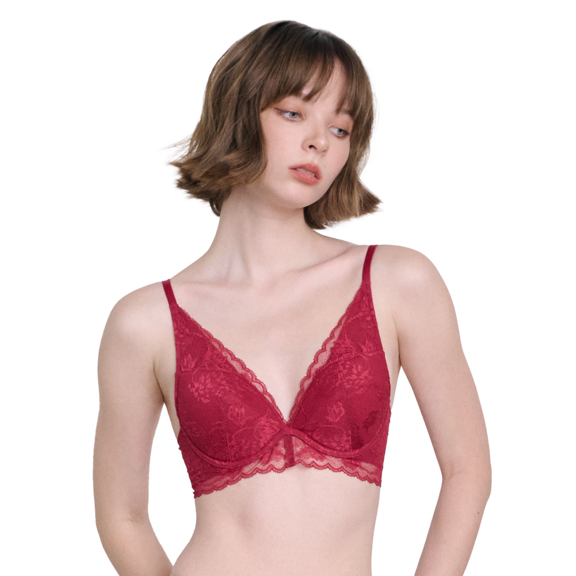 WacoalxPhannapast บราลูกไม้ มีโครง รุ่น WB5P34 สีแดง (CH)