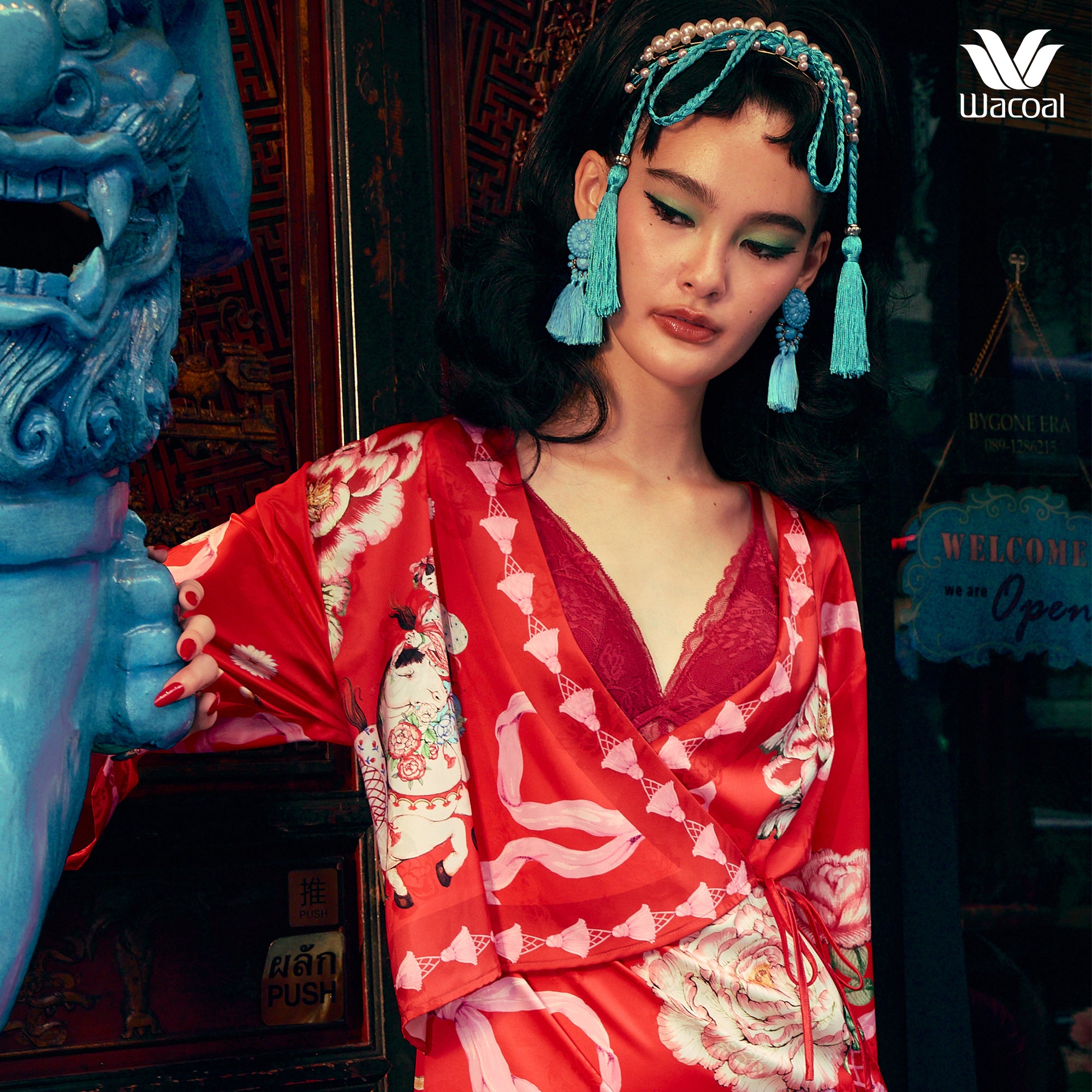 WacoalxPhannapast บราลูกไม้ มีโครง รุ่น WB5P34 สีแดง (CH)