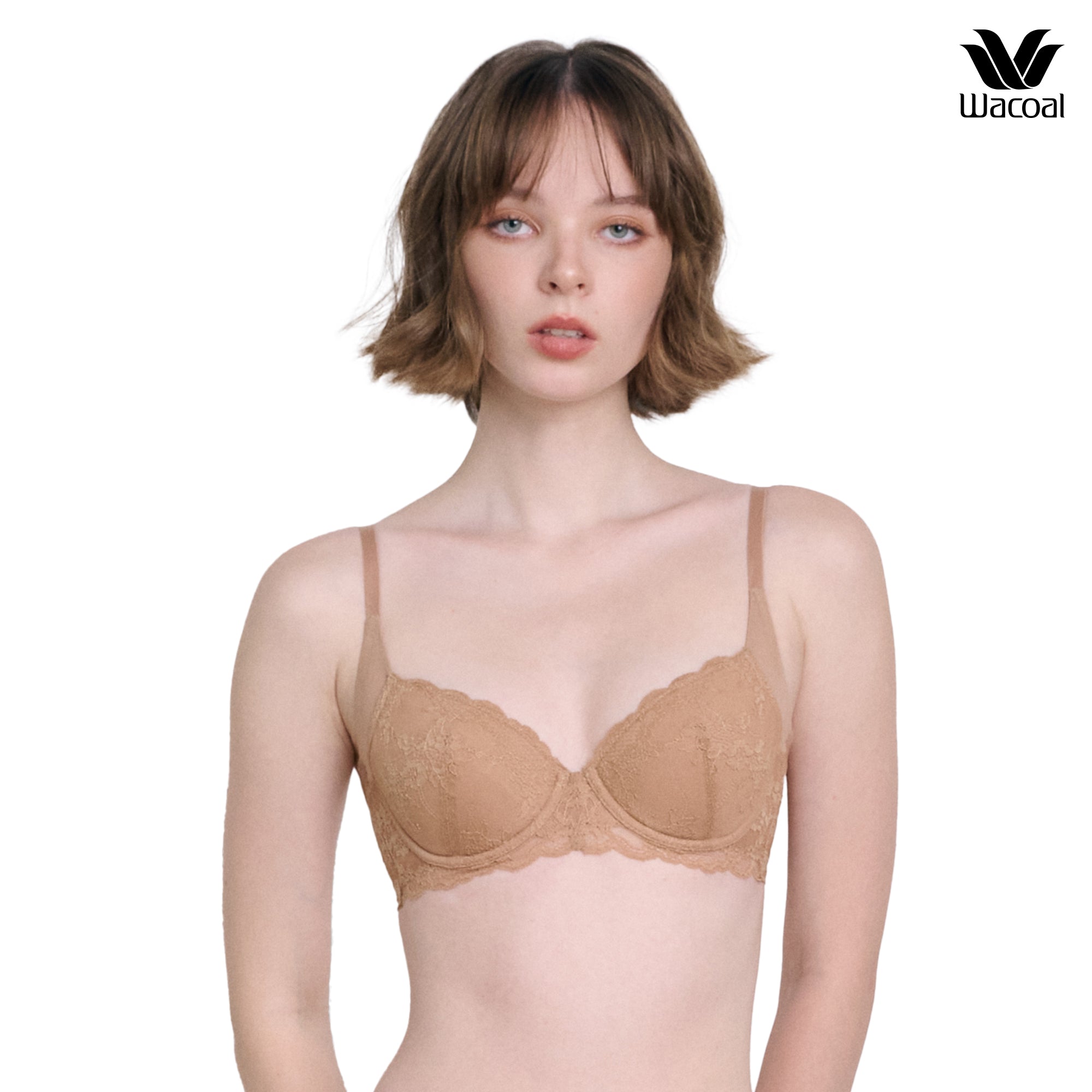 WacoalxPhannapast บราลูกไม้ มีโครง รุ่น WB5P39 สีส้มอิฐ (BN)