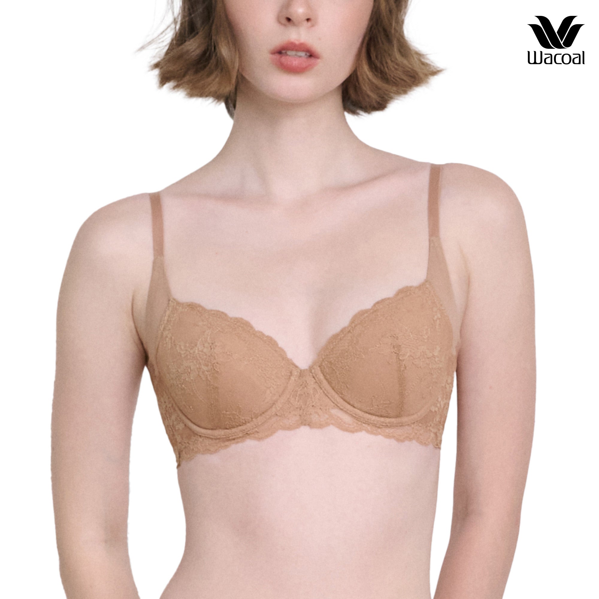 Wacoal บราลูกไม้ มีโครง ฟองน้ำบาง 4 มิล รุ่น WB5P39 สีส้มอิฐ (BN)