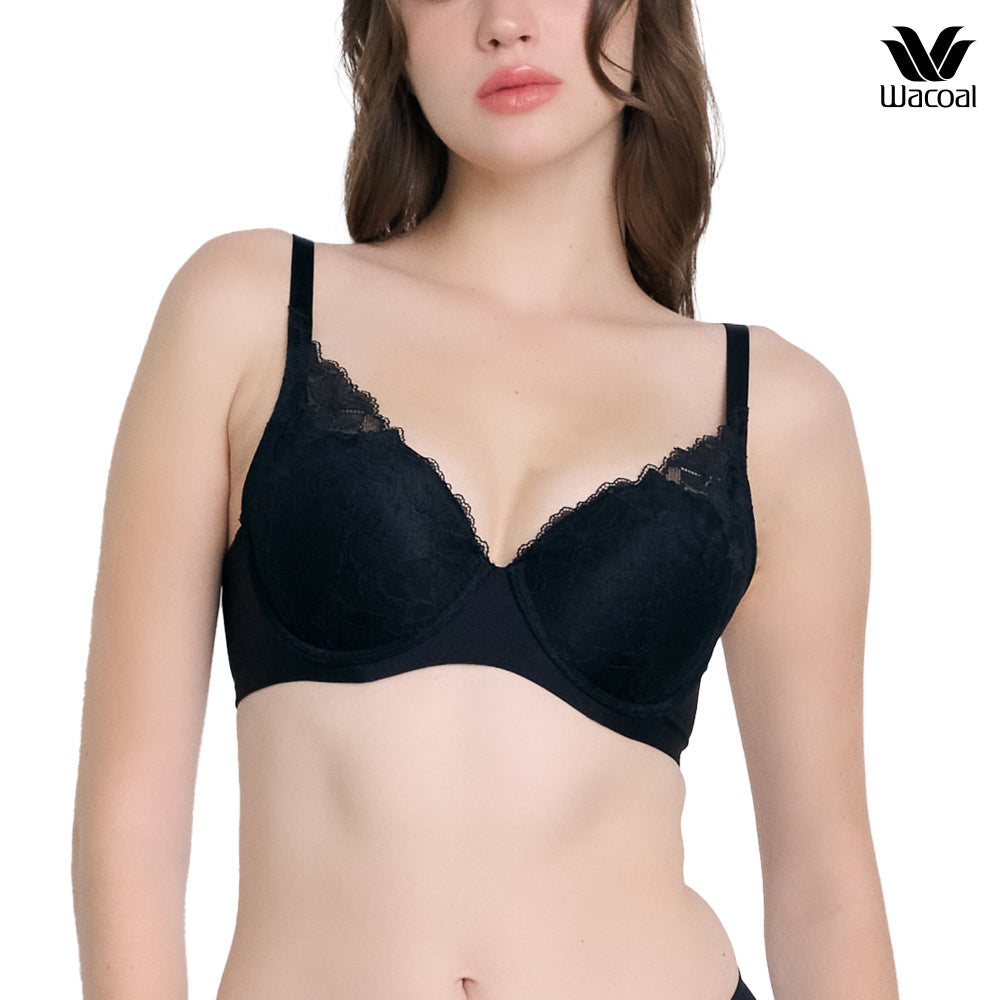 Wacoal บรามีโครง เสริมฟองน้ำบาง 8  มิล รุ่น WB5P59 สีดำ (BL)