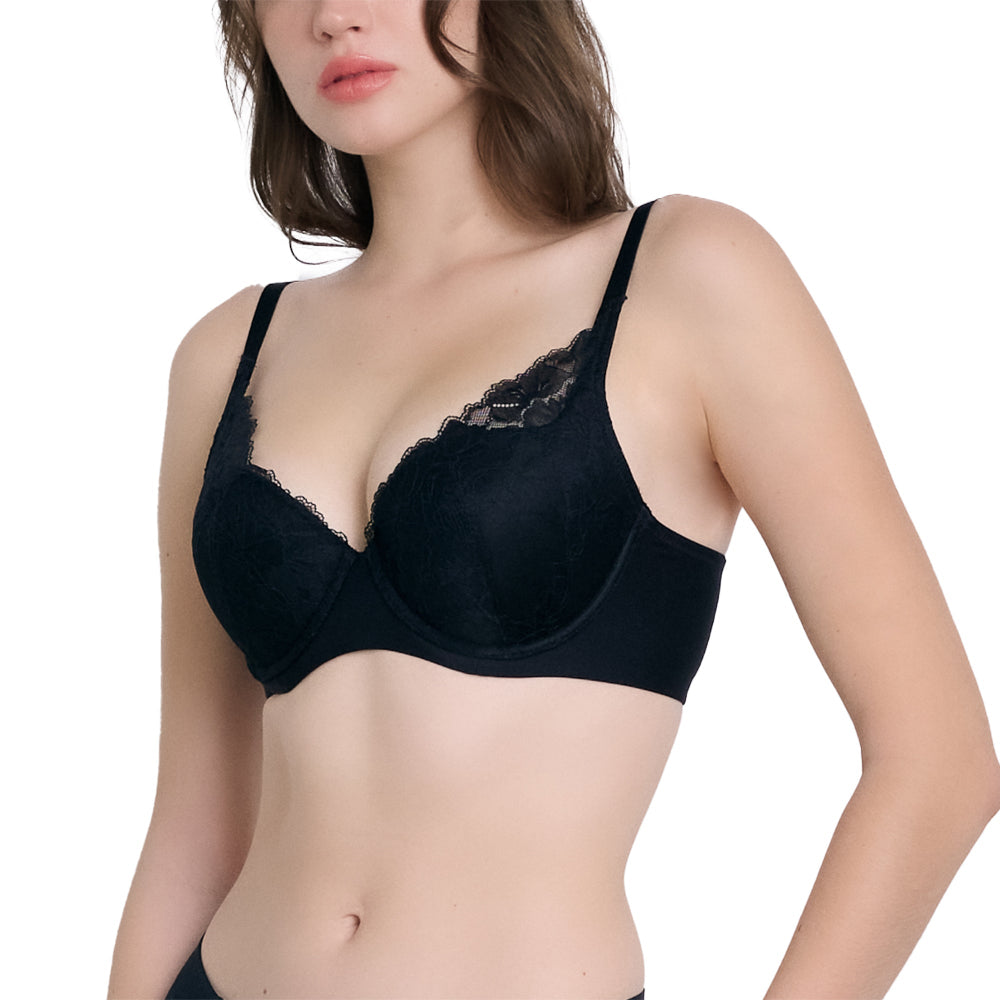 Wacoal บรามีโครง เสริมฟองน้ำบาง 8  มิล รุ่น WB5P59 สีดำ (BL)