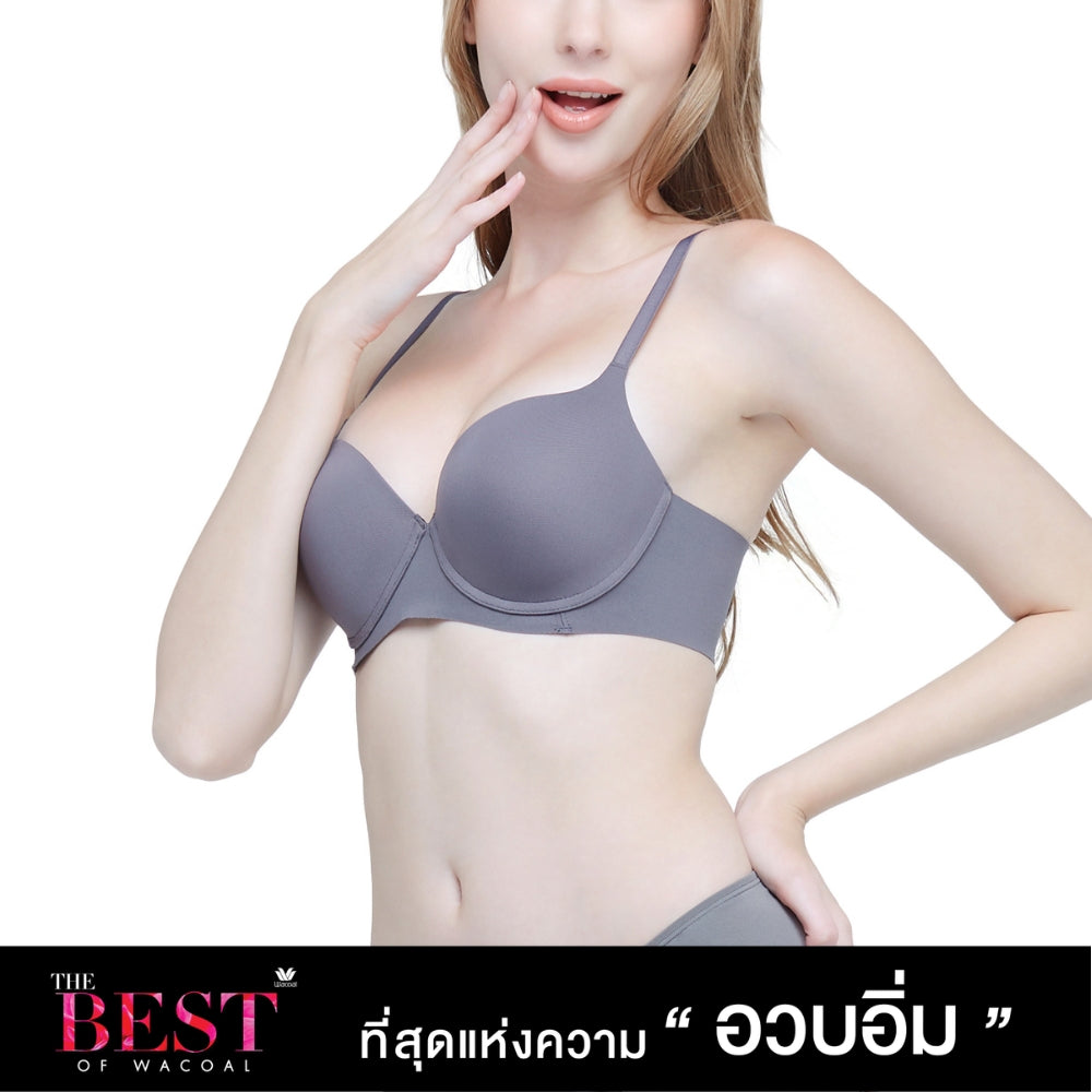 Wacoal  บราดันทรงมีโครง เสริมฟองน้ำหนา รุ่น WB5P79 สีเทาดำ (DG)