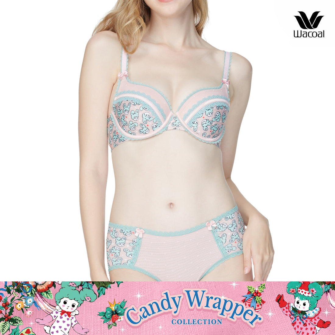 Wacoal Candy Wrapper bra with underwire, thin sponge, 8 mm, model WB5P86 (paired with MU5P86), beige (BE)