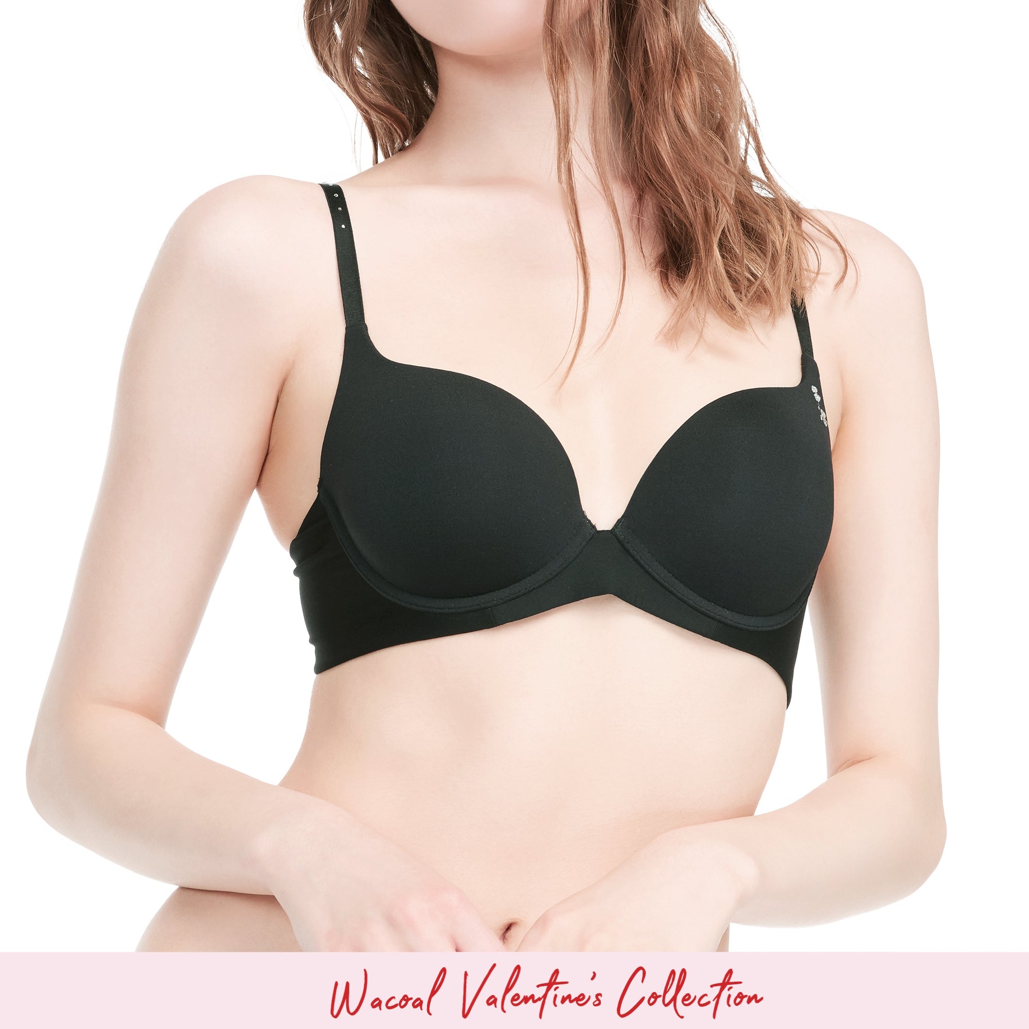 Wacoal บรามีโครง เสริมฟองน้ำบาง 15 มิล รุ่น WB5P89 สีดำ (BL)