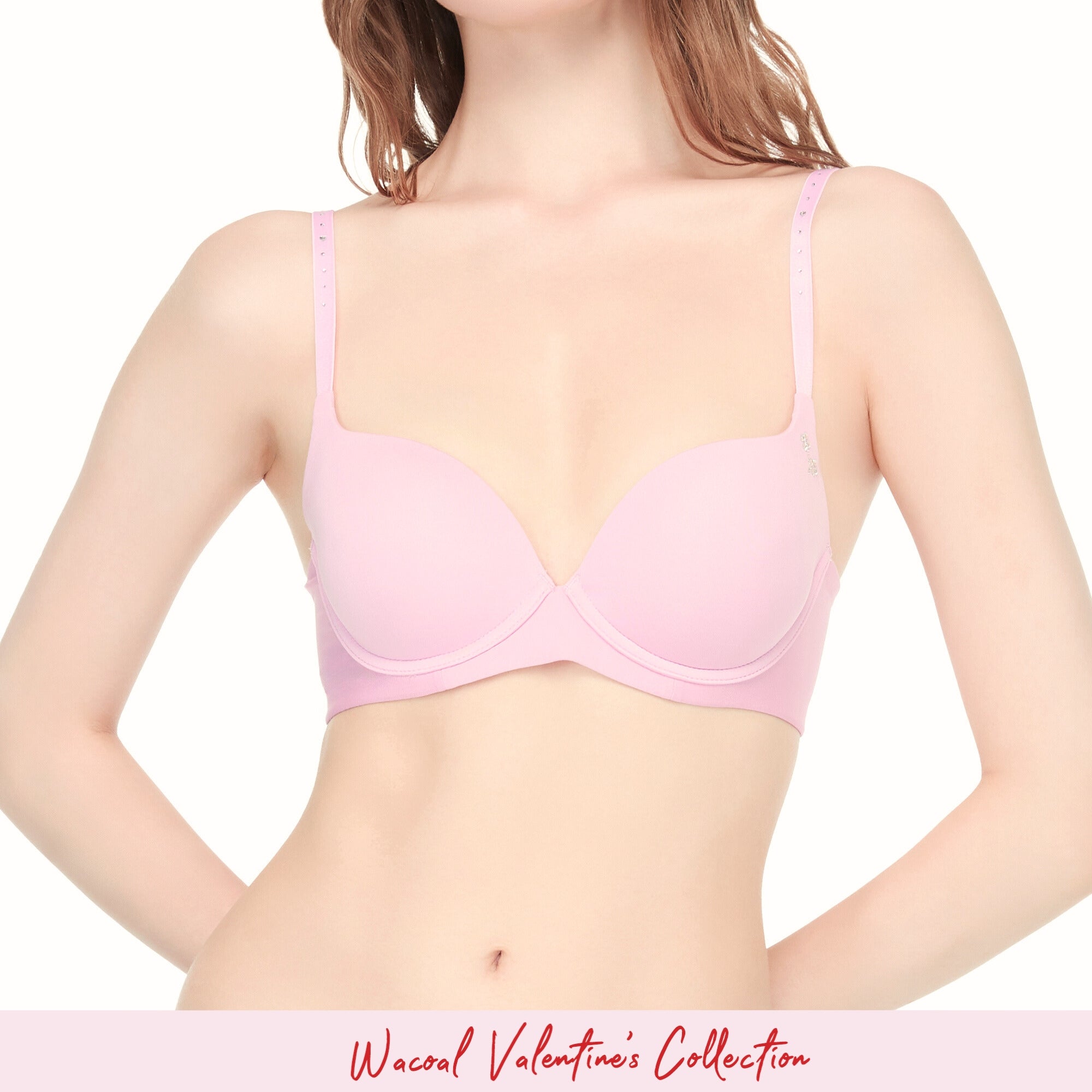 Wacoal บรามีโครง เสริมฟองน้ำบาง 15 มิล รุ่น WB5P89 สีชมพู (CP)