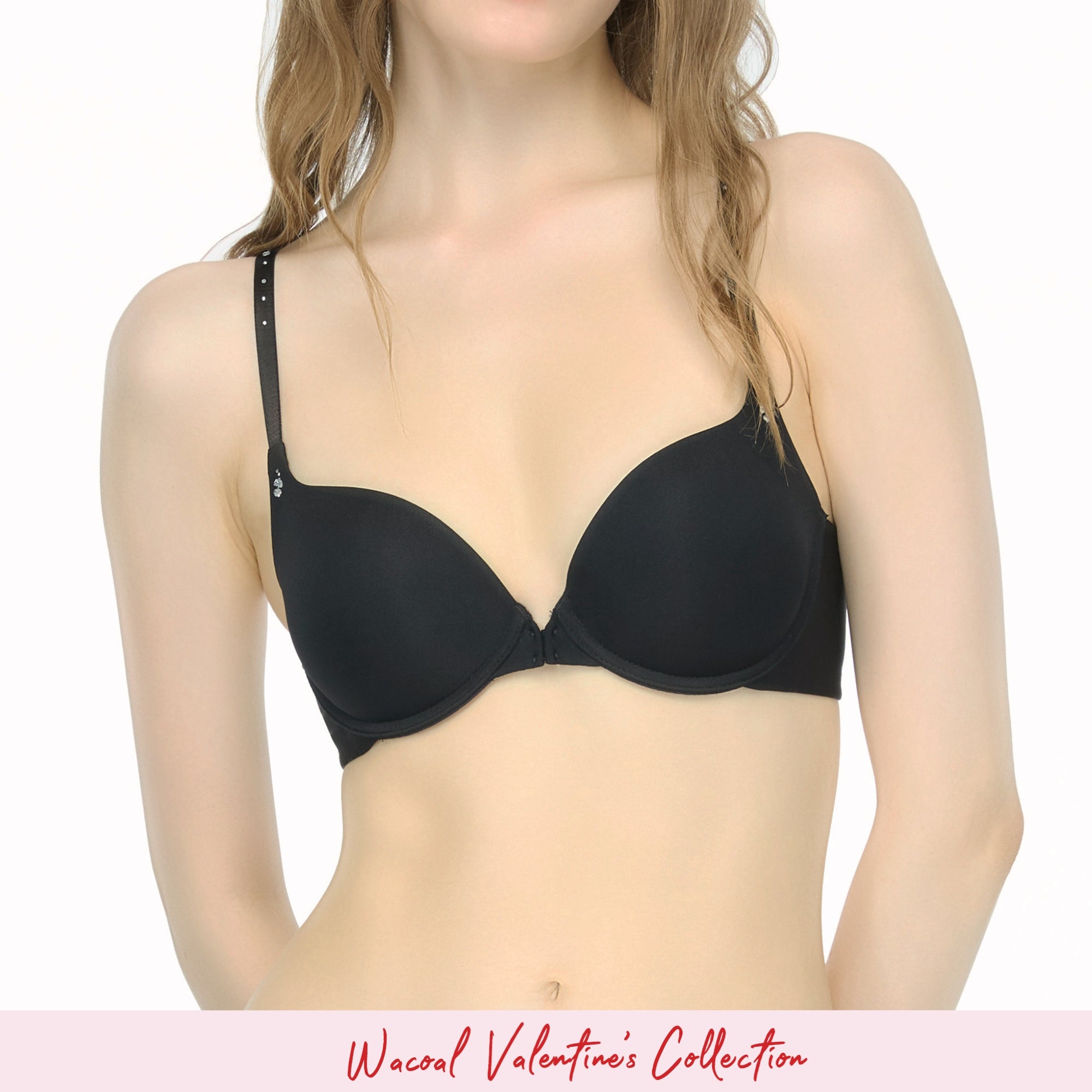 Wacoal บรามีโครง เสริมฟองน้ำบาง 15 มิล รุ่น WB5P90 สีดำ (BL)