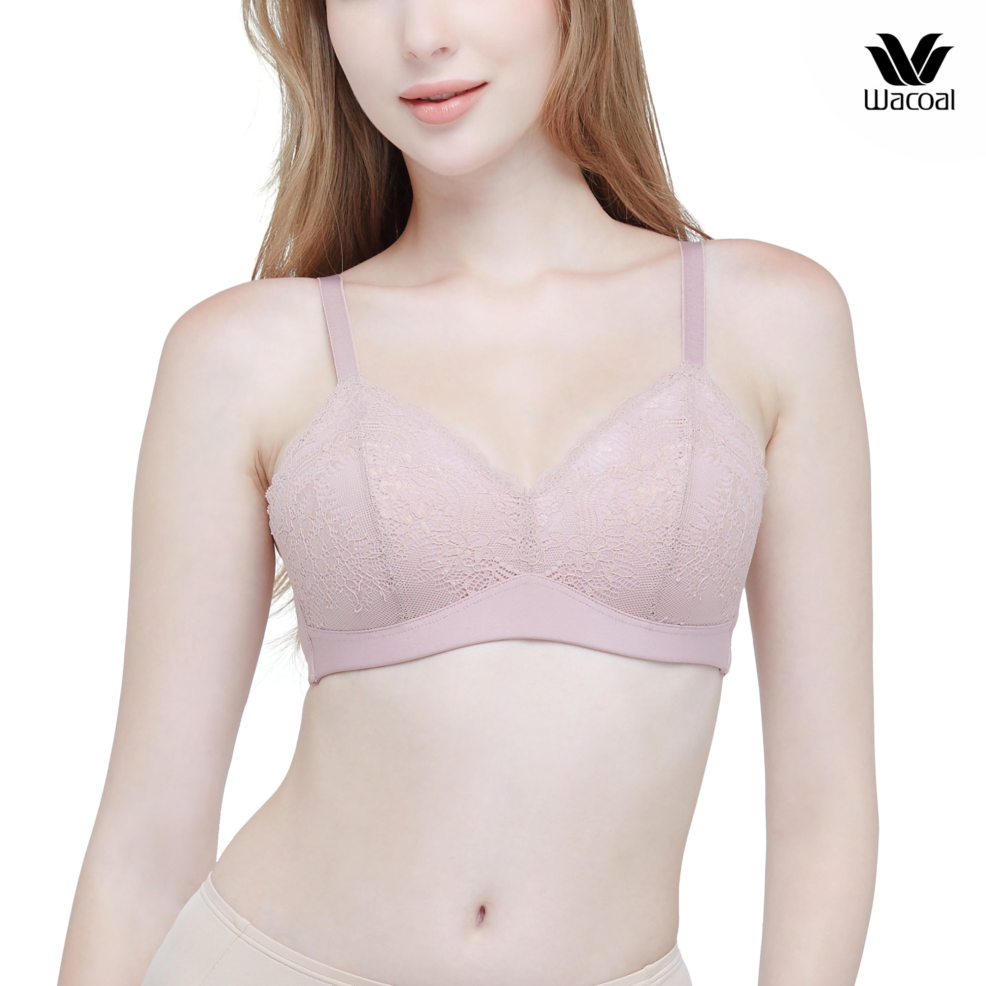 Wacoal ชุดชั้นในวาโก้ สวย สบาย ทรงดี ไม่มีโครง รุ่น WB5X35 สีชมพูกุหลาบป่า (WR)