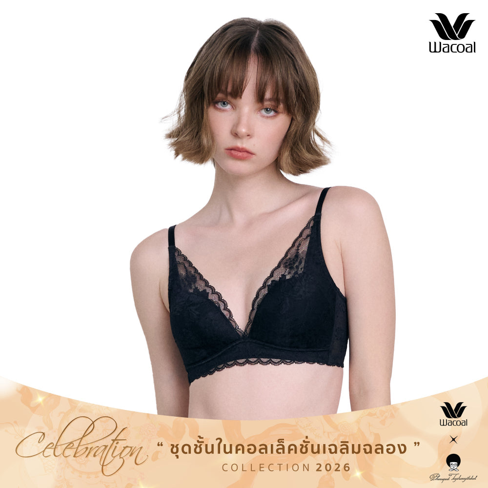 WacoalxPhannapast บราไร้โครงใส่สบาย ฟองน้ำนุ่ม รุ่น WB5X65 สีดำ (BL)