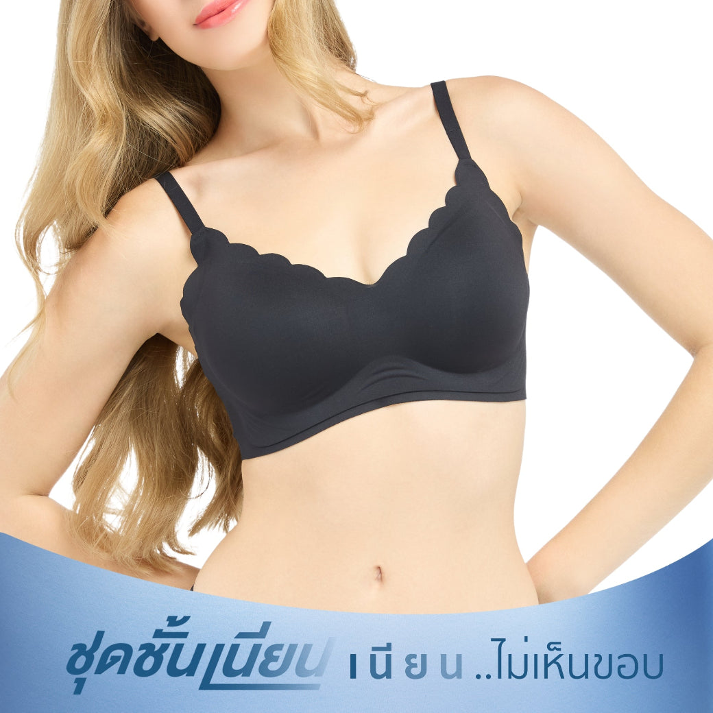 Wacoal ชุดชั้นเนียน บราไร้โครง Smart Size เนียนเรียบ รุ่น WB5X76 สีดำ (BL)