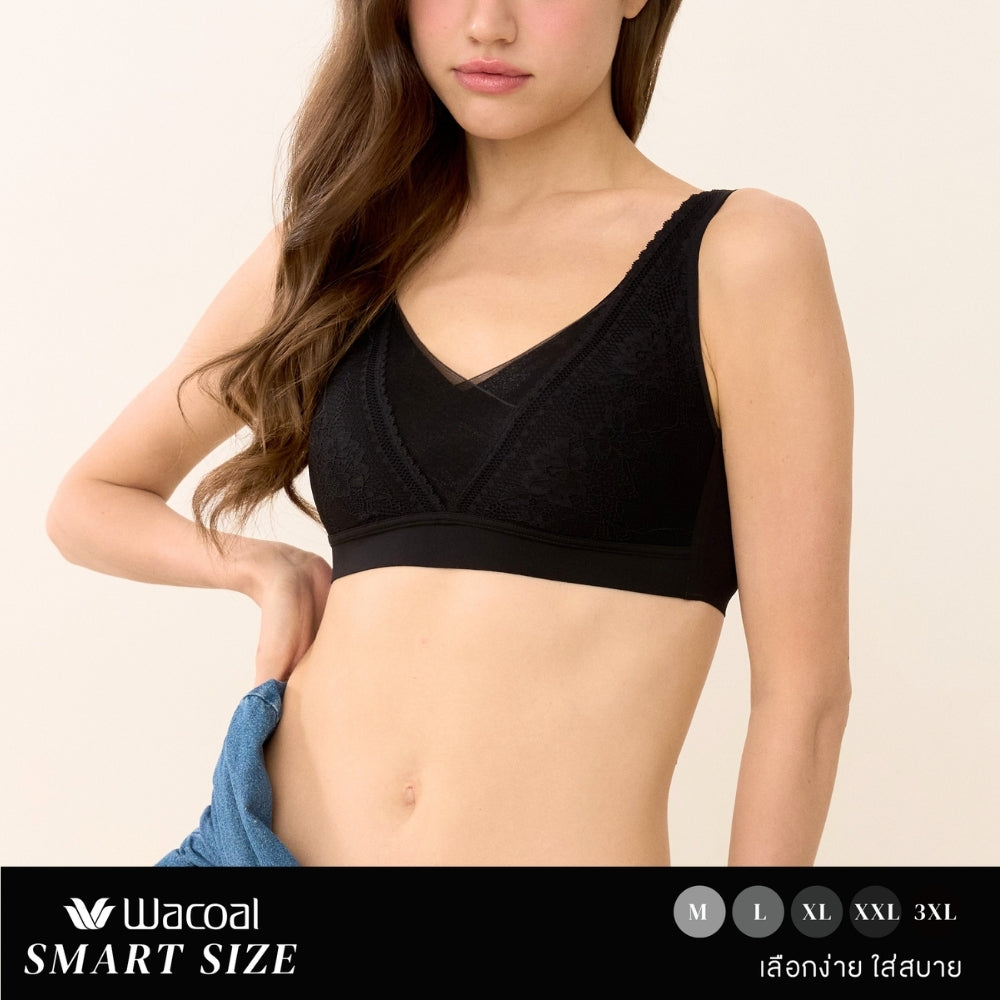 Wacoal Smart Size บราไร้โครง สอดPAD 8 มิล รุ่น WB5X79 สีดำ (BL)