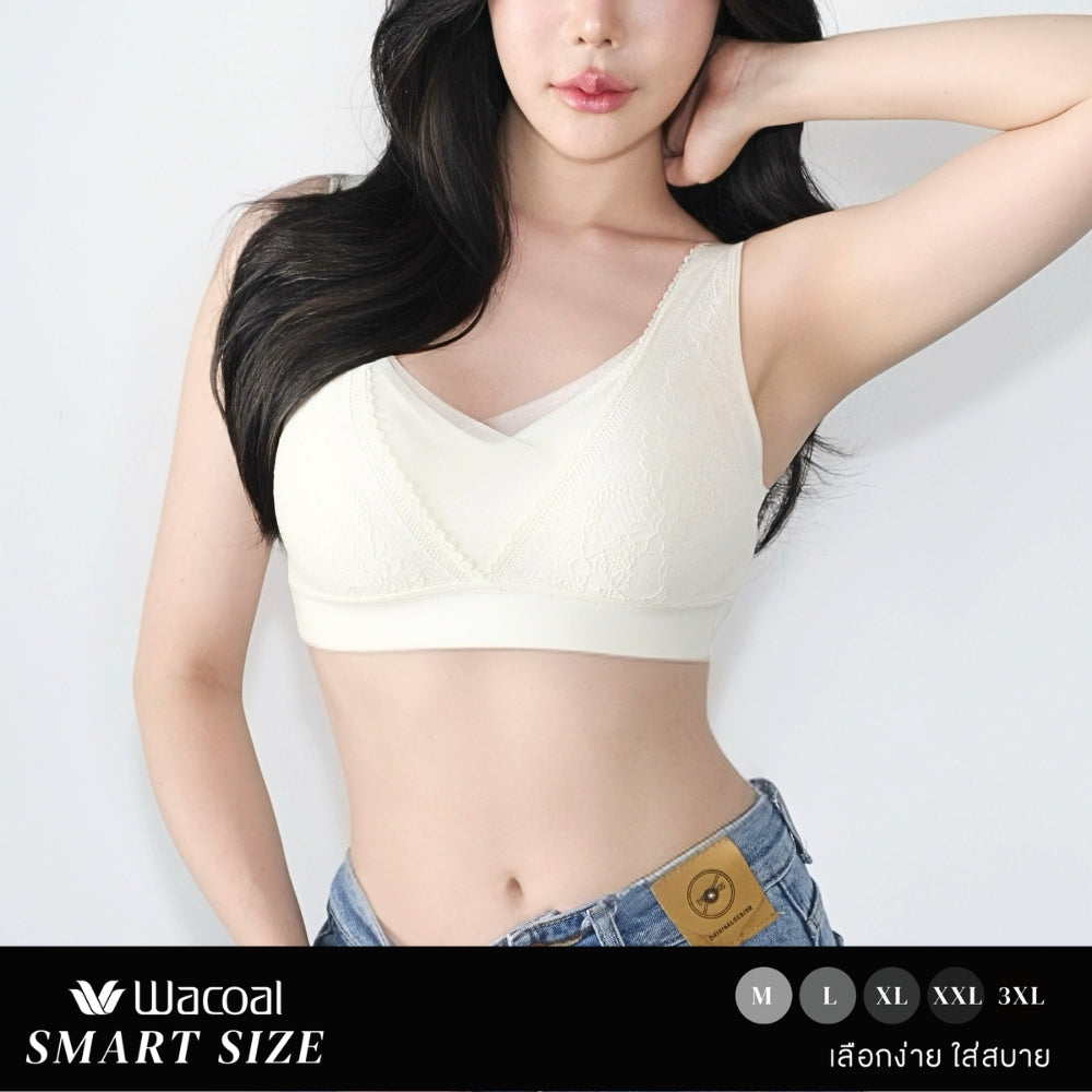 Wacoal Smart Size บราไร้โครง สอดPAD 8 มิล รุ่น WB5X79 สีครีม (CR)