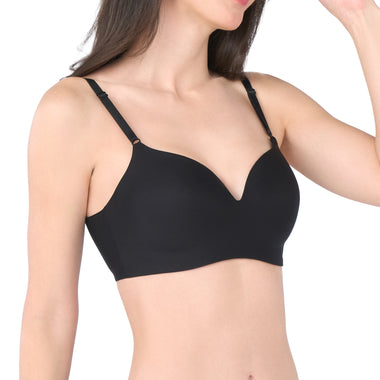Wacoal Seamless Bra, no wire bra, flat breasts, comfortable to wear, model WB5X63, black color (BL)