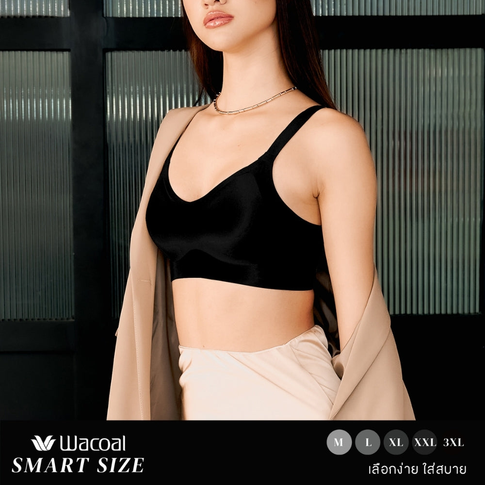Wacoal Smart Size บราไร้โครง เสริมฟองน้ำ 15 มิล รุ่น WB5Y01 สีดำ (BL)