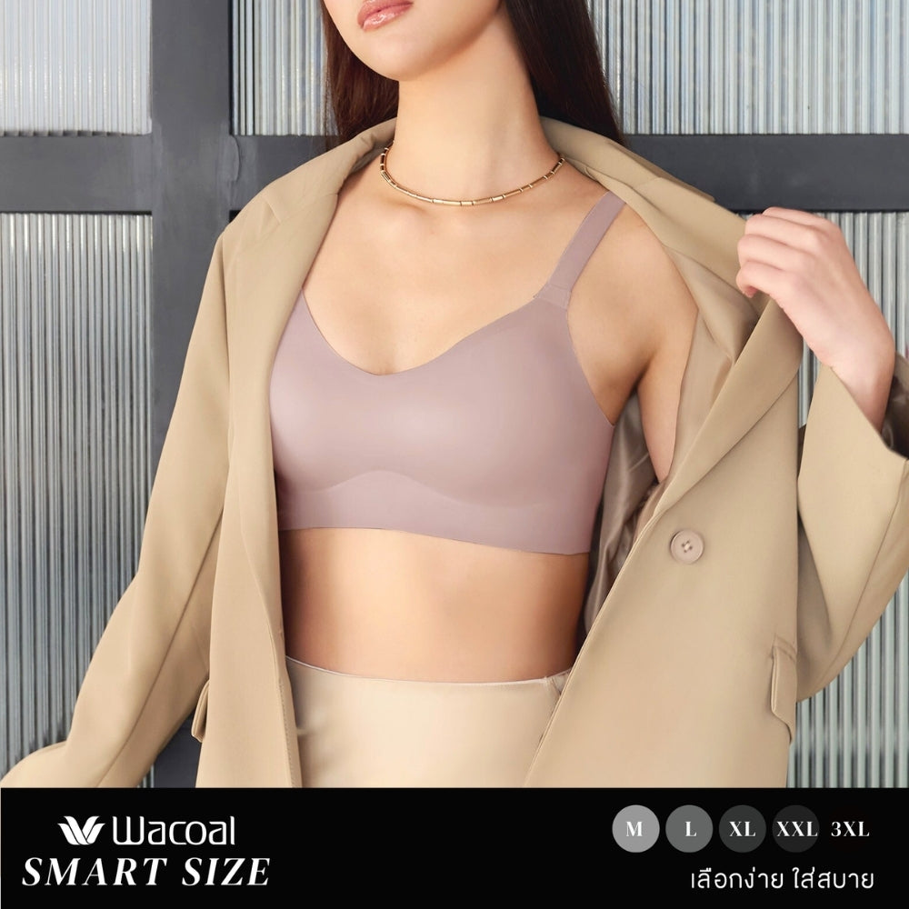 Wacoal Smart Size บราไร้โครง เสริมฟองน้ำ 15 มิล รุ่น WB5Y01 สีน้ำตาล (BR)