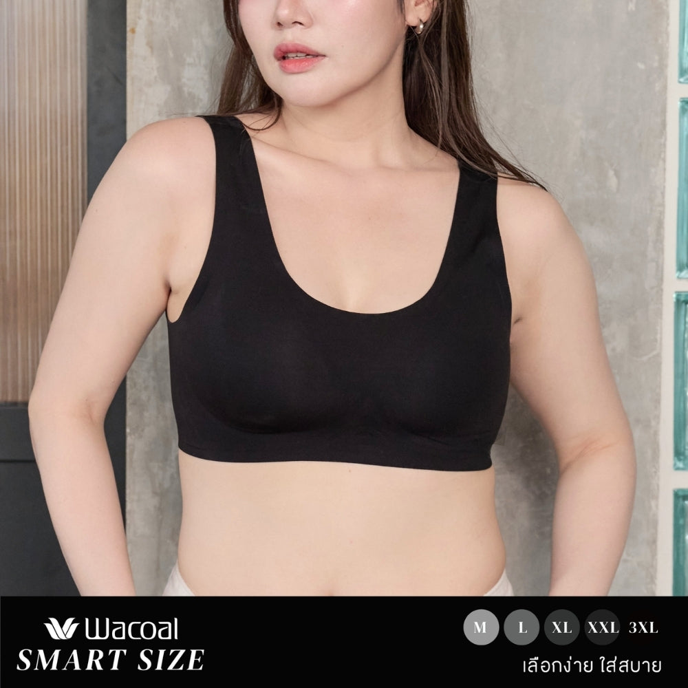 Wacoal Smart Size บราไร้โครง ฟองน้ำบาง 8 มิล รุ่น WB5Y02 สีดำ (BL)