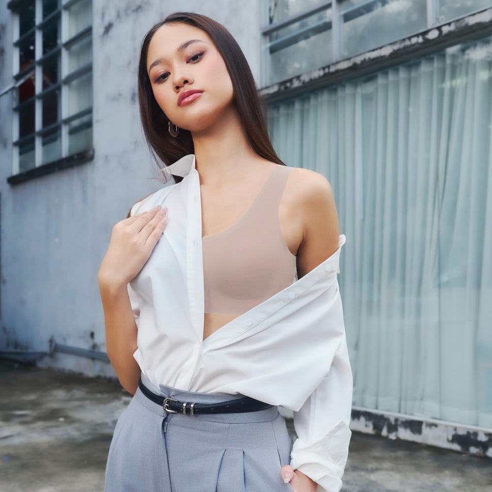 Wacoal Smart Size บราไร้โครง ฟองน้ำบาง 8 มิล รุ่น WB5Y02 สีน้ำตาล (BR)