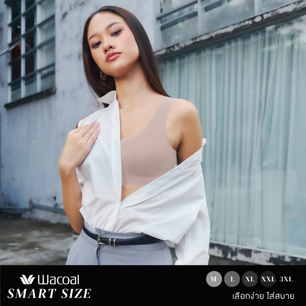 Wacoal Smart Size บราไร้โครง ฟองน้ำบาง 8 มิล รุ่น WB5Y02 สีน้ำตาล (BR)