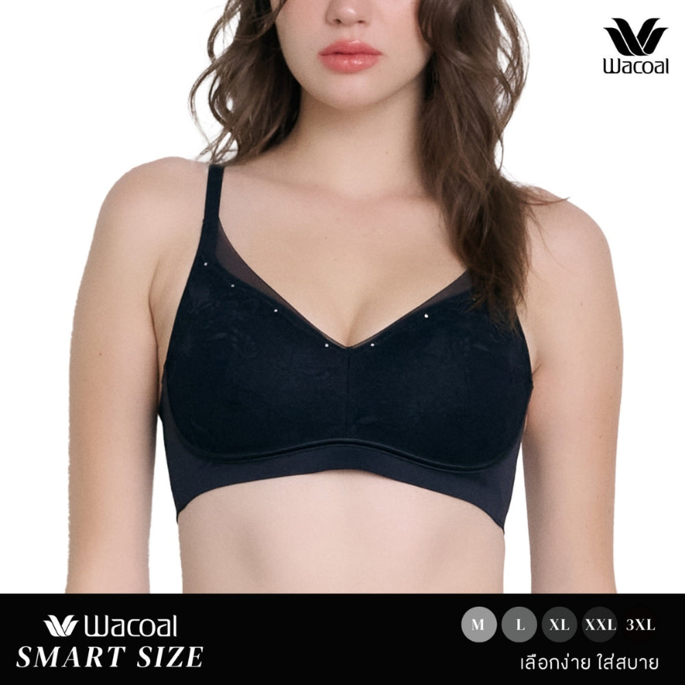 Wacoal Smart Size บราไร้โครง สอดPADบาง 7 มิล รุ่น WB5Y04 สีดำ (BL)