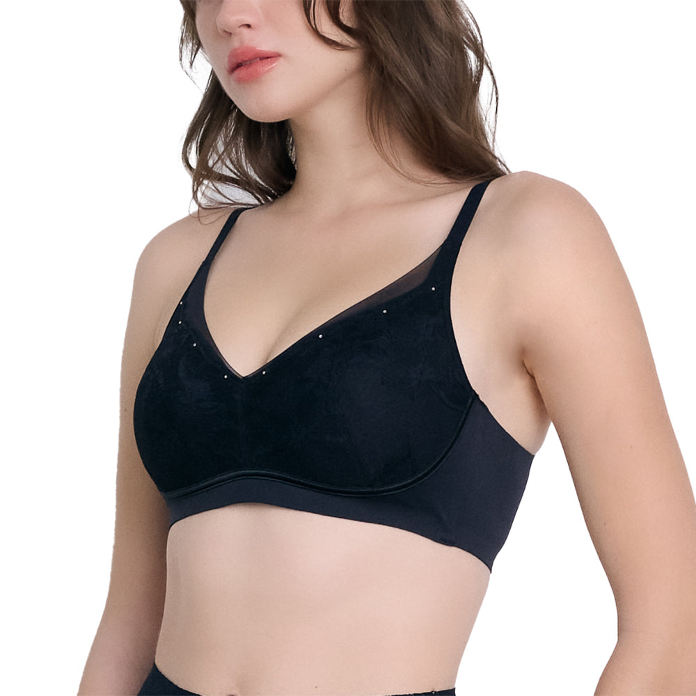 Wacoal Smart Size บราไร้โครง สอดPADบาง 7 มิล รุ่น WB5Y04 สีดำ (BL)