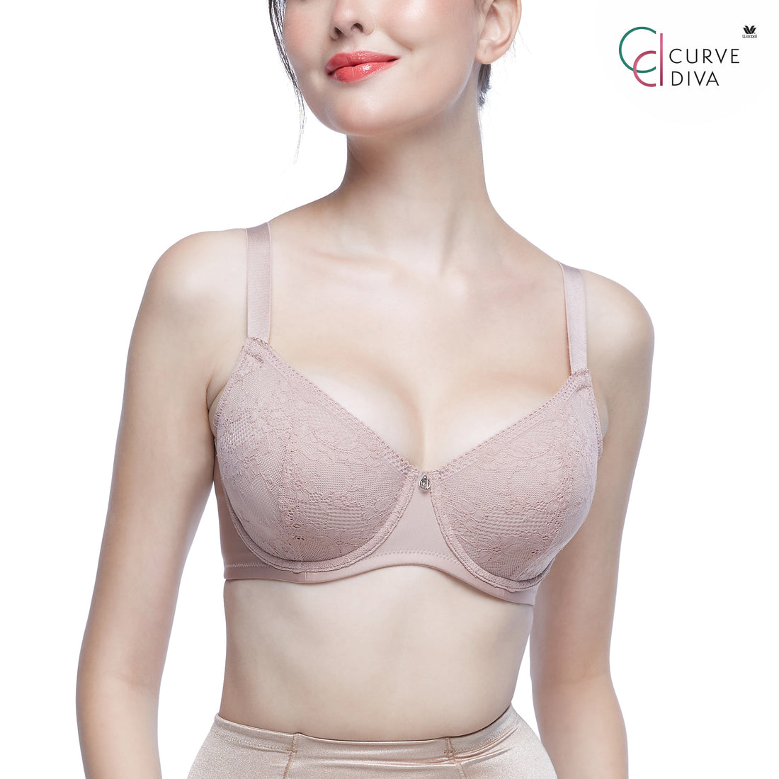 Wacoal Curve Diva Firming bra for large cup girls, model WB7396, beige (BE)