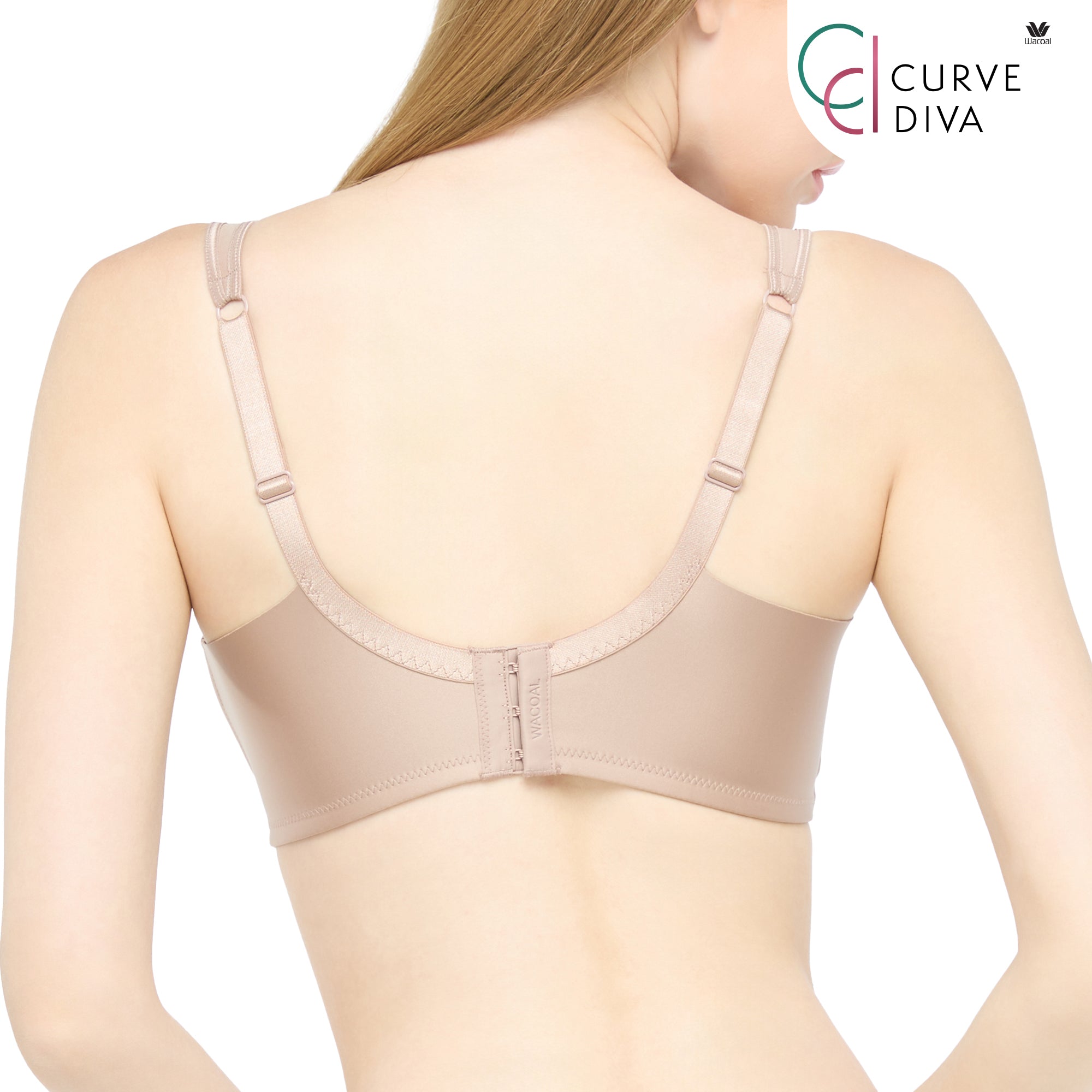 Wacoal Curve Diva บราไร้โครงเก็บกระชับ สาวคัพใหญ่ รุ่น WB7546  สีโอวัลติน (OT)