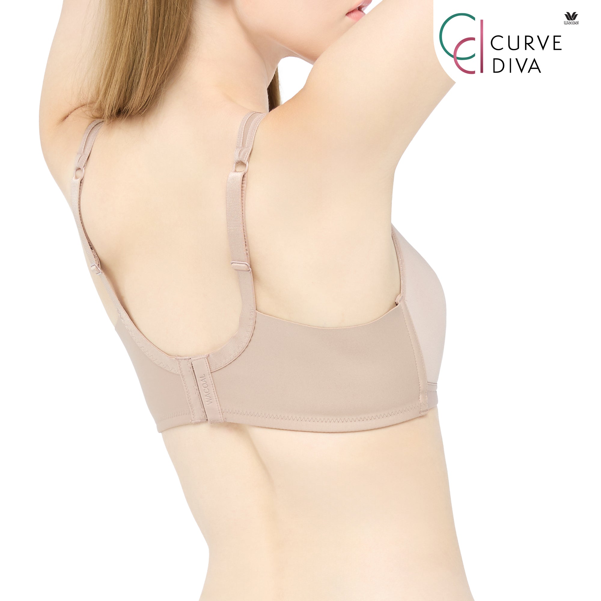 Wacoal Curve Diva บราไร้โครงเก็บกระชับ สาวคัพใหญ่ รุ่น WB7546  สีโอวัลติน (OT)
