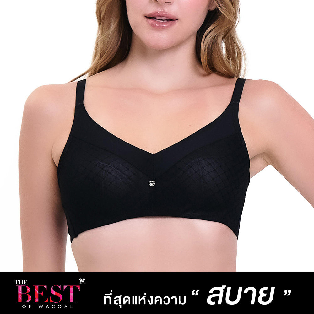 Wacoal Curve Diva บราไม่มีโครงเก็บกระชับ สาวคัพใหญ่ รุ่น WB7547 สีดำ (BL)