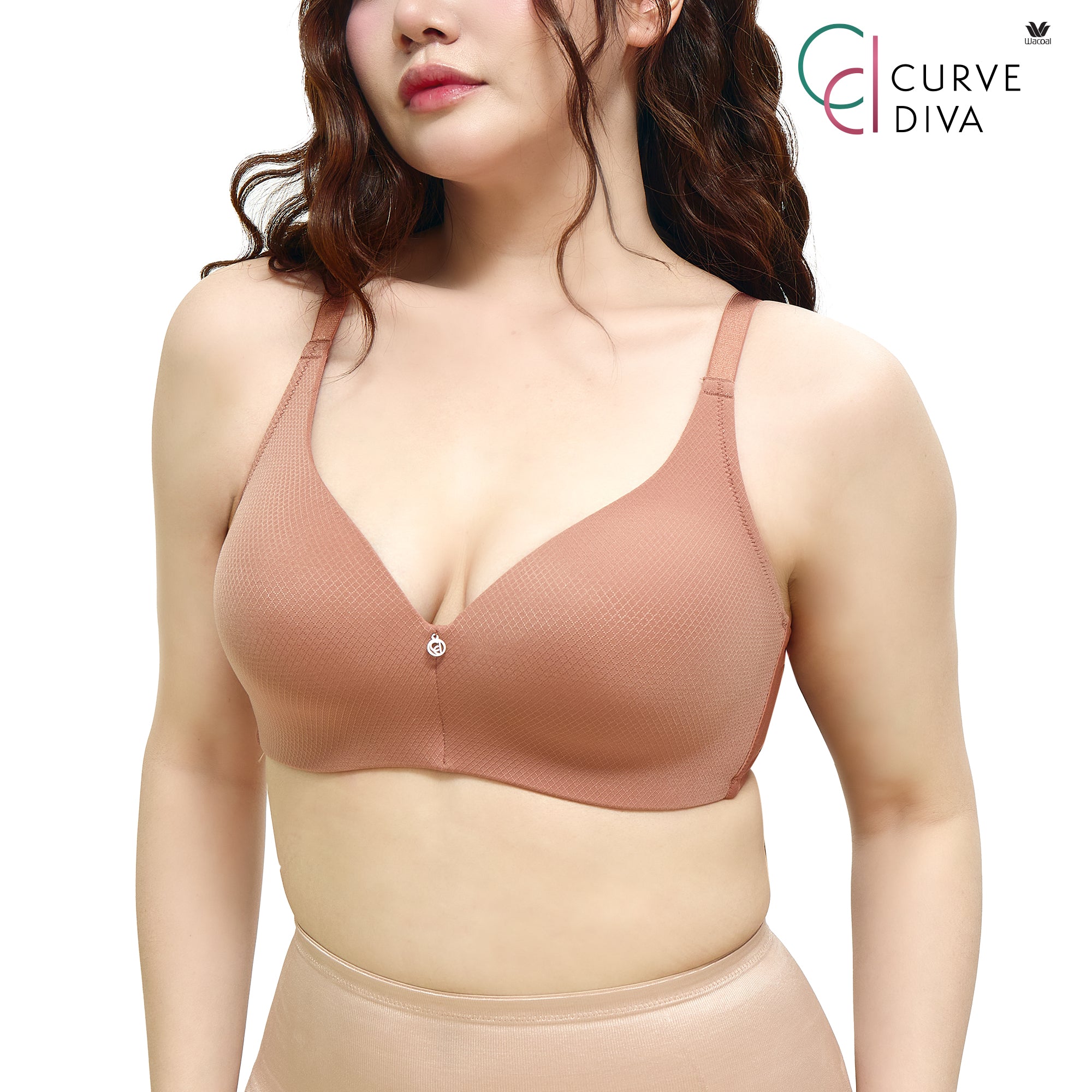 Wacoal Curve Diva บราไร้โครงเก็บกระชับ สาวคัพใหญ่ รุ่น WB7549/WQ1540 สีส้มอิฐ (BN)
