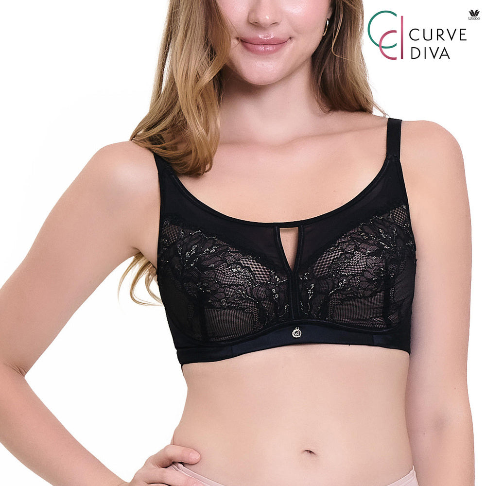Wacoal Curve Diva บรามีโครงเก็บกระชับ สาวคัพใหญ่ รุ่น WB7551 สีดำ (BL)