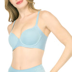 Wacoal smooth underwear set, underwire bra, firming, for large cup sizes, model WB7914, light blue (PE)