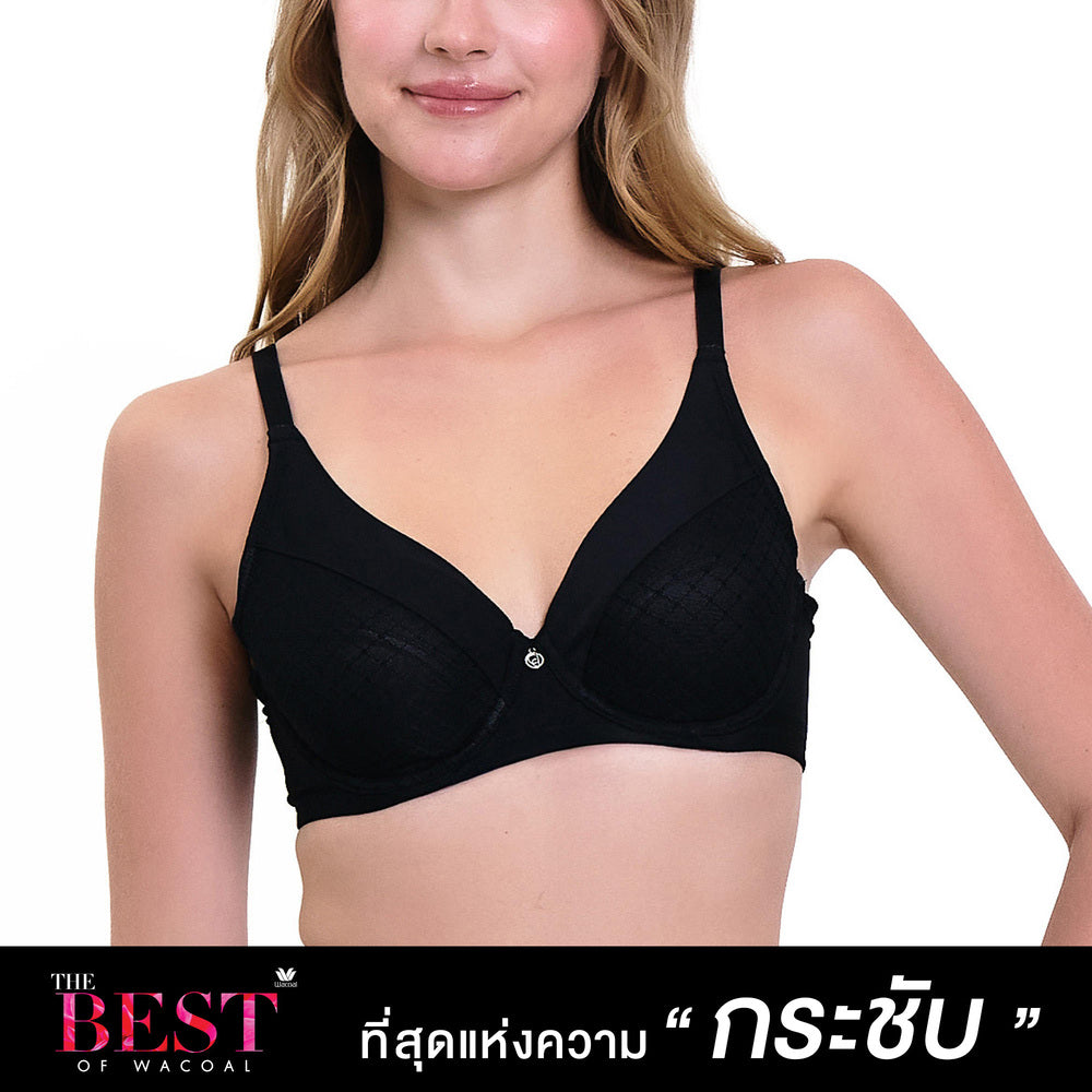 Wacoal Curve Diva บรามีโครงเก็บกระชับ สาวคัพใหญ่ รุ่น WB7973/WQ1864 สีดำ (BL)