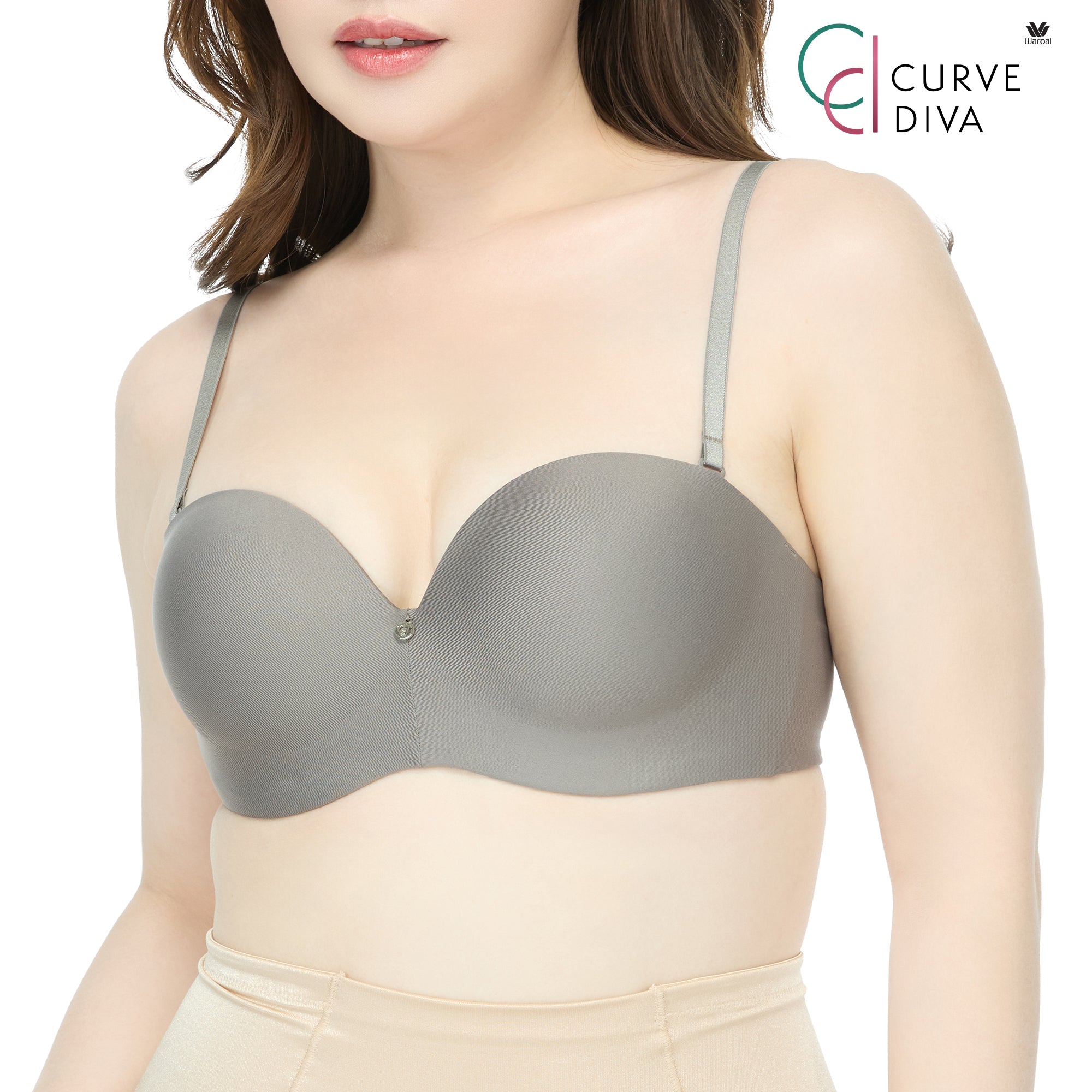 Wacoal Curve Diva บราเกาะอกมีโครงเก็บกระชับ สาวคัพใหญ่ รุ่น WB7986 สีเขียว (GV)