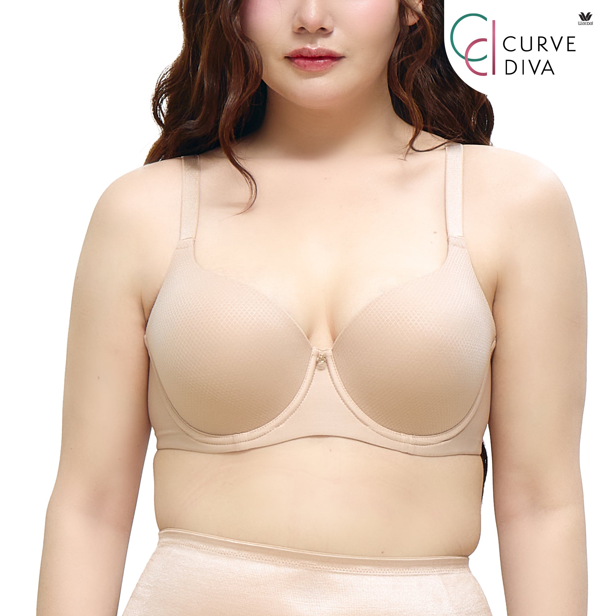 Wacoal Curve Diva บรามีโครงเก็บกระชับ สาวคัพใหญ่ รุ่น WB7992/WQ1867 สีเบจ (BE)