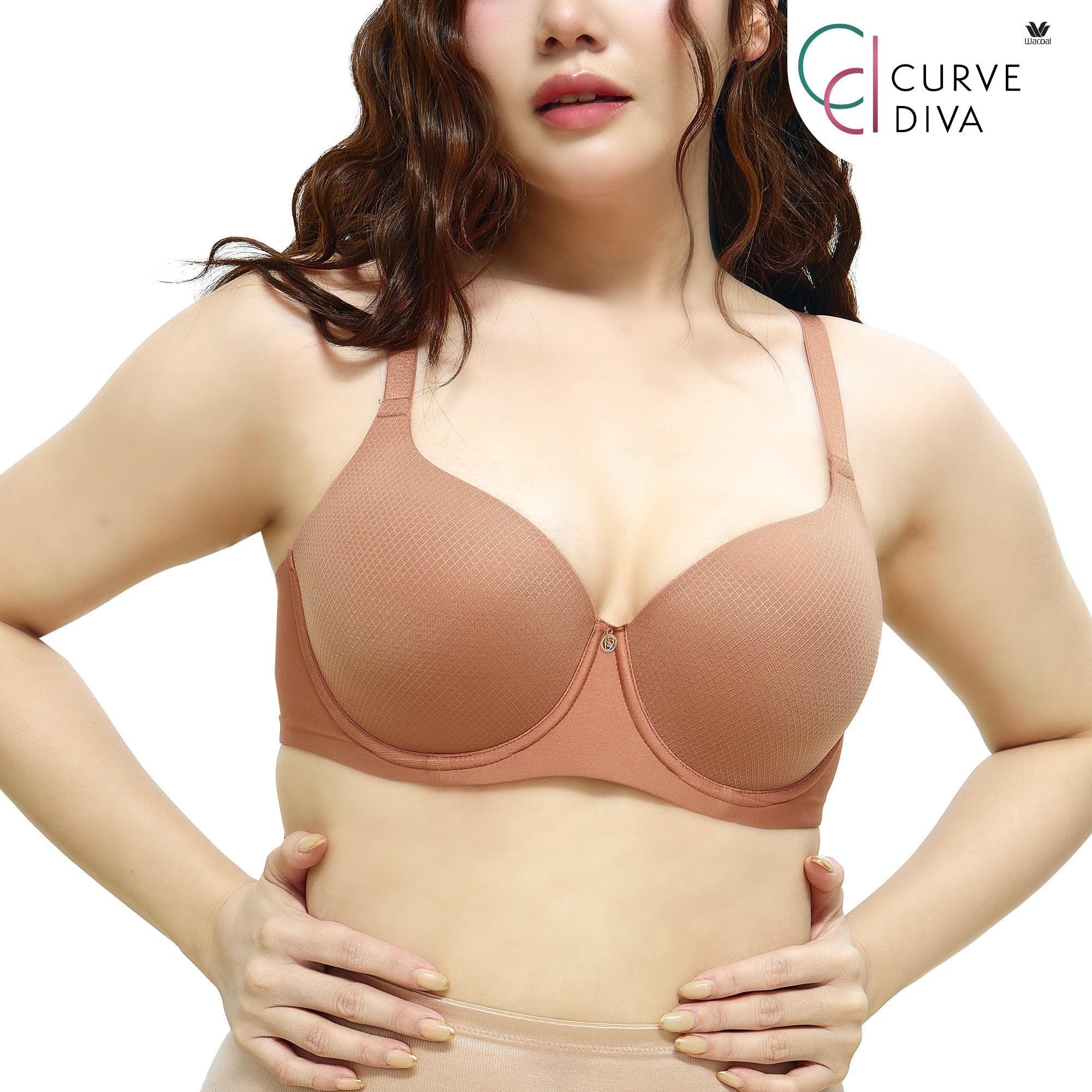 Wacoal Curve Diva บรามีโครงเก็บกระชับ สาวคัพใหญ่ รุ่น WB7992/WQ1867 สีส้มอิฐ (BN)
