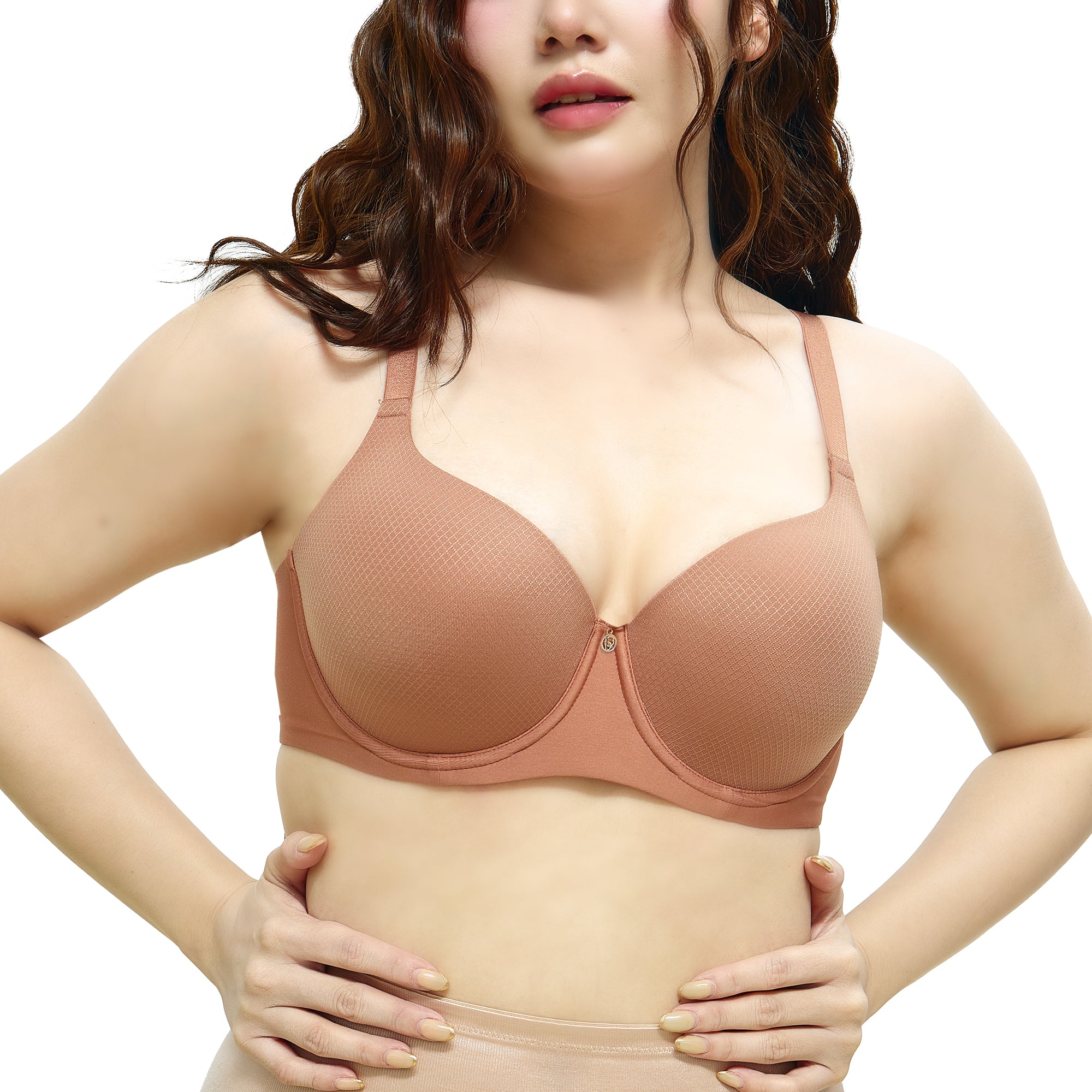 Wacoal Curve Diva บรามีโครงเก็บกระชับ สาวคัพใหญ่ รุ่น WB7992/WQ1867 สีส้มอิฐ (BN)