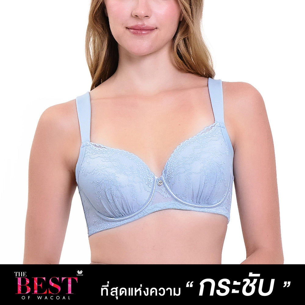 Wacoal Curve Diva บรามีโครงเก็บกระชับ สาวคัพใหญ่ รุ่น WB7995/WQ1866 สีฟ้า (PE)