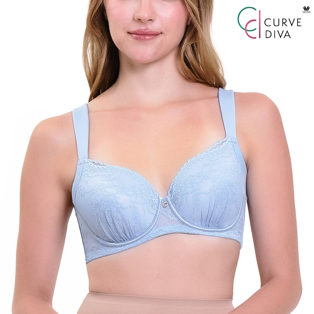 Wacoal Curve Diva บรามีโครงเก็บกระชับ สาวคัพใหญ่ รุ่น WB7995/WQ1866 สีฟ้า (PE)