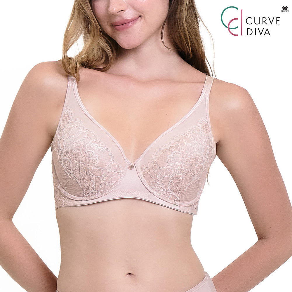 Wacoal Curve Diva บรามีโครงเก็บกระชับ สาวคัพใหญ่ รุ่น WB7998/WQ1869 สีเบจ (BE)