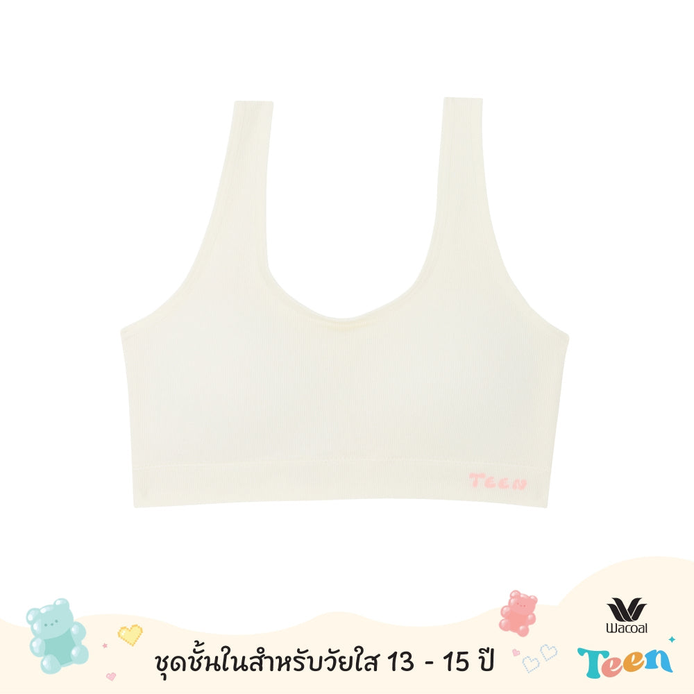 Wacoal Teen ชุดชั้นในสำหรับวัยใส บราไร้โครง รุ่น WBT128 เข้าคู่ กางเกงในสำหรับวัยใส รุ่น MUT128 สีครีม (CR)