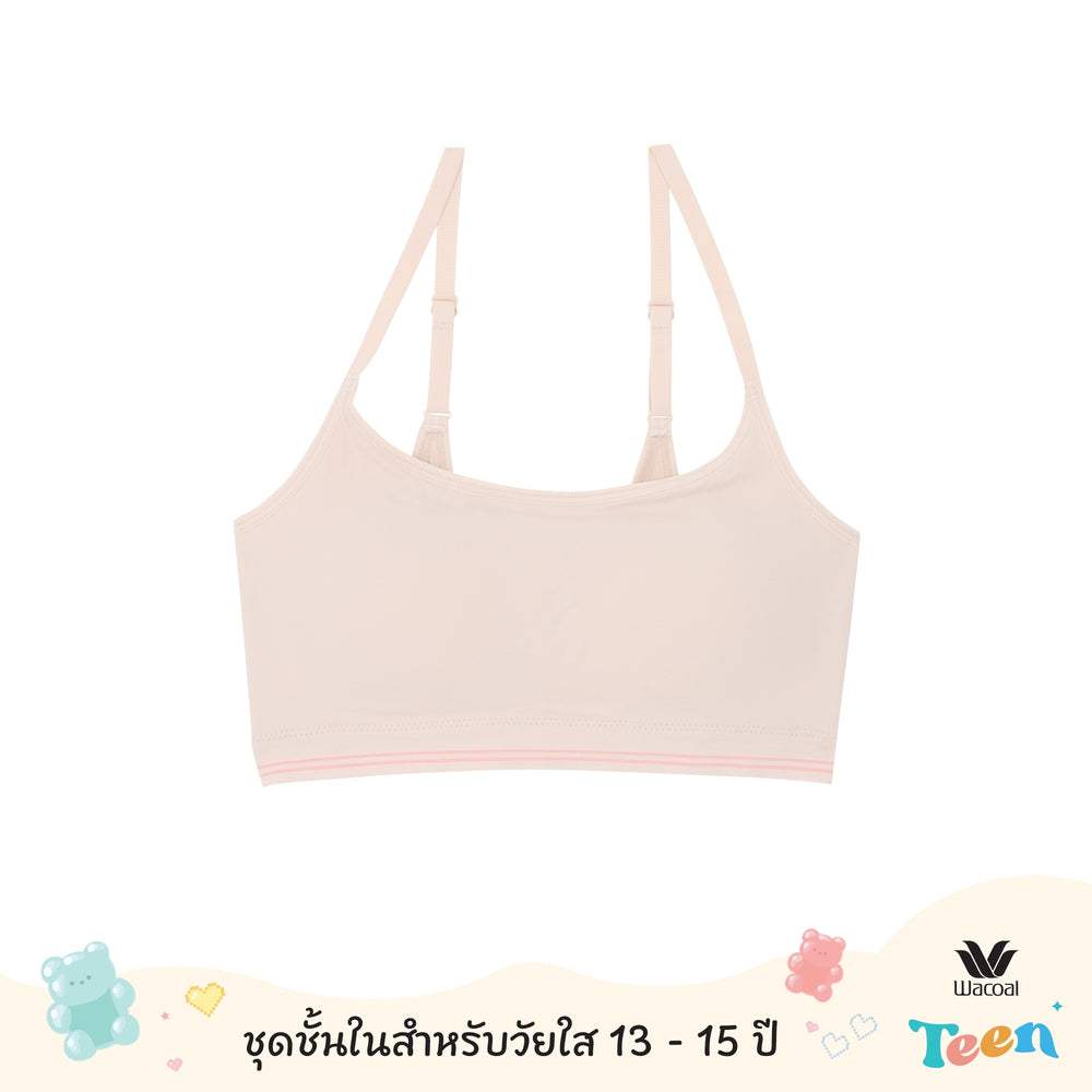Wacoal Teen ชุดชั้นในสำหรับวัยใส บราไร้โครง รุ่น WBT129 เข้าคู่ กางเกงในสำหรับวัยใส รุ่น MUT128 สีเบจ (BE)