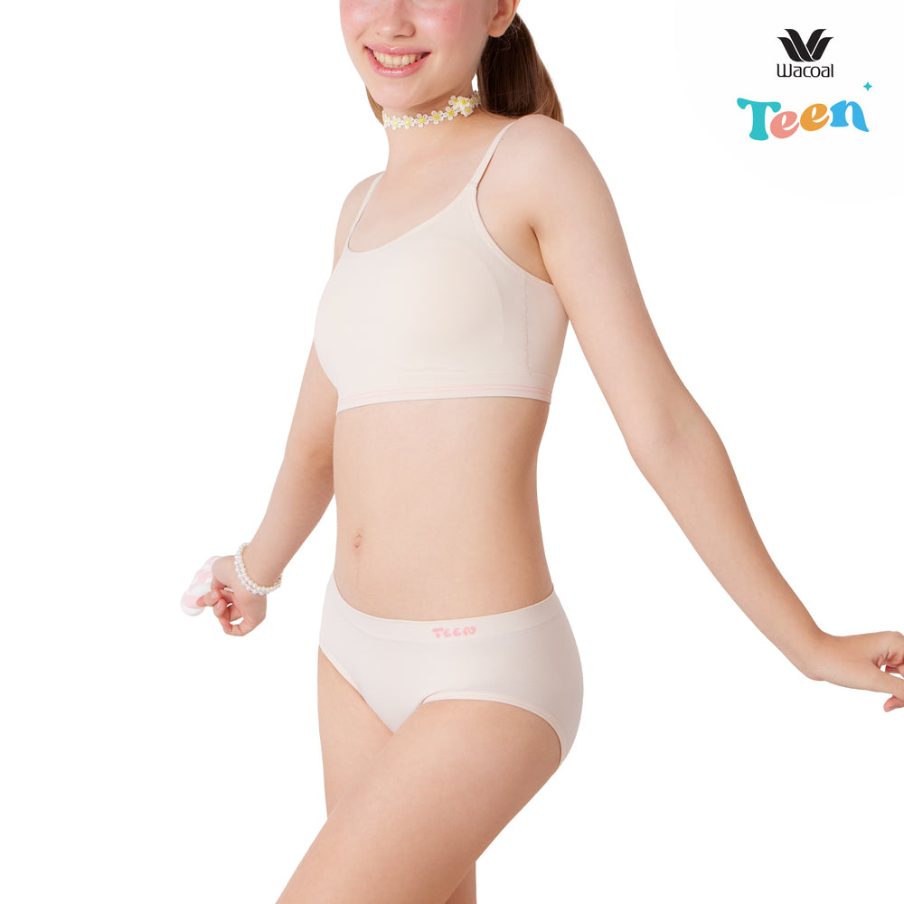 Wacoal Teen ชุดชั้นในสำหรับวัยใส บราไร้โครง รุ่น WBT129 เข้าคู่ กางเกงในสำหรับวัยใส รุ่น MUT128 สีเบจ (BE)
