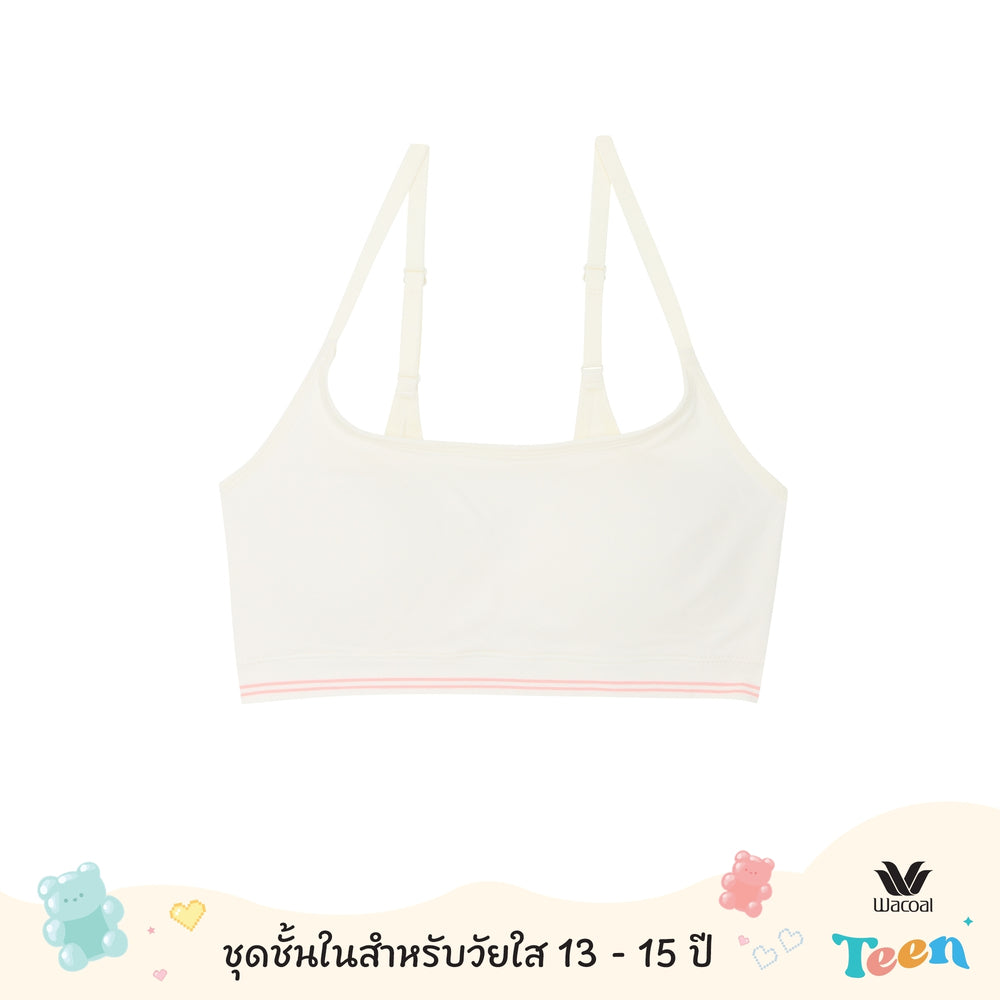 Wacoal Teen ชุดชั้นในสำหรับวัยใส บราไร้โครง รุ่น WBT129 เข้าคู่ กางเกงในสำหรับวัยใส รุ่น MUT128 สีครีม (CR)