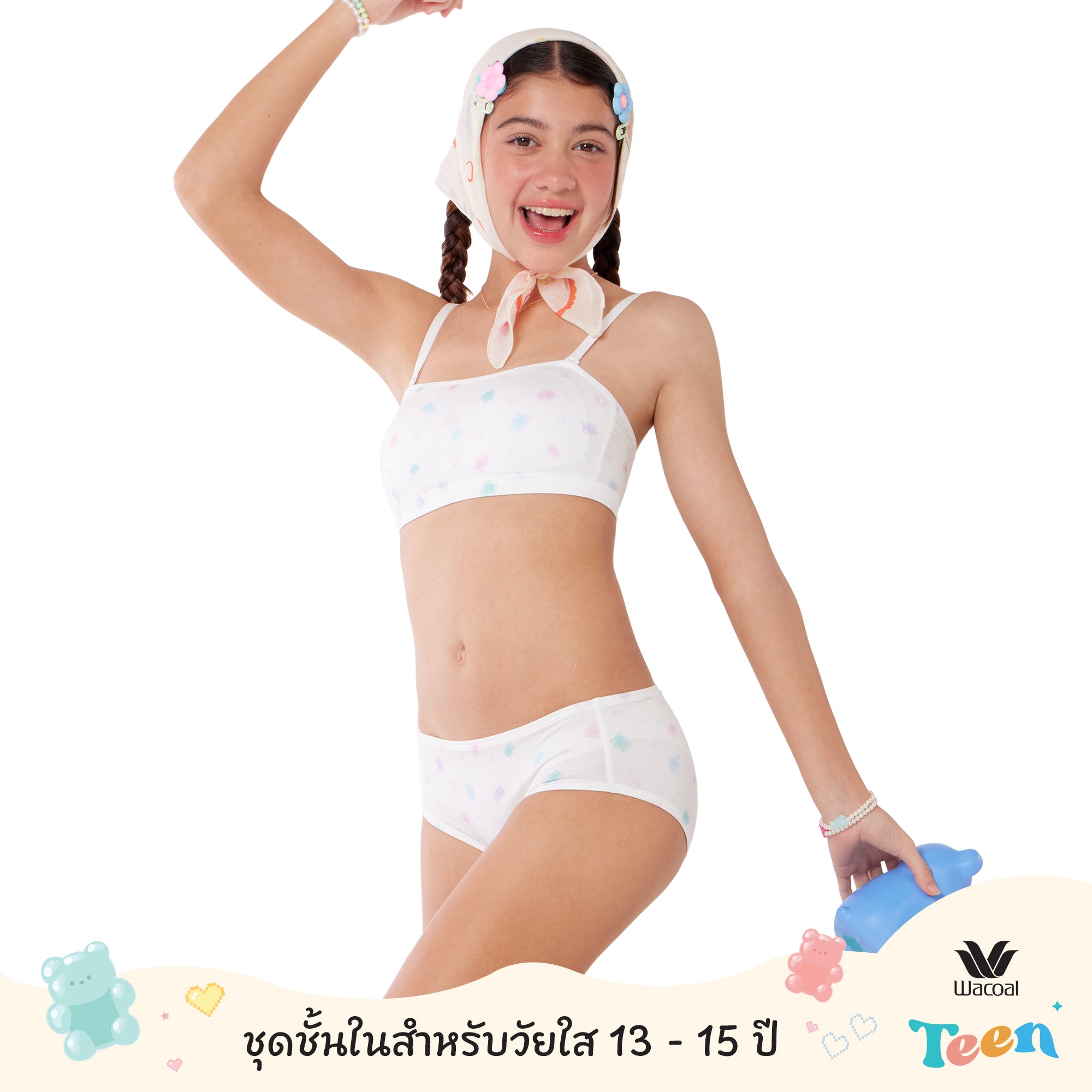Wacoal Teen ชุดชั้นในสำหรับวัยใส บราเกาะอกไร้โครง รุ่น WBT138 สีขาว (WH)